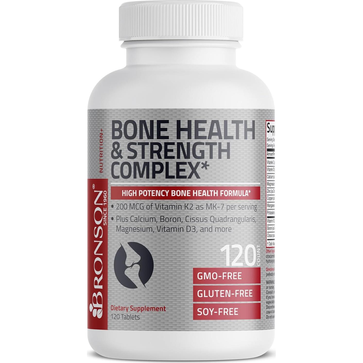 Suplemento Bronson de Vitamina K2 200 MCG + Calcio 120 Tabletas