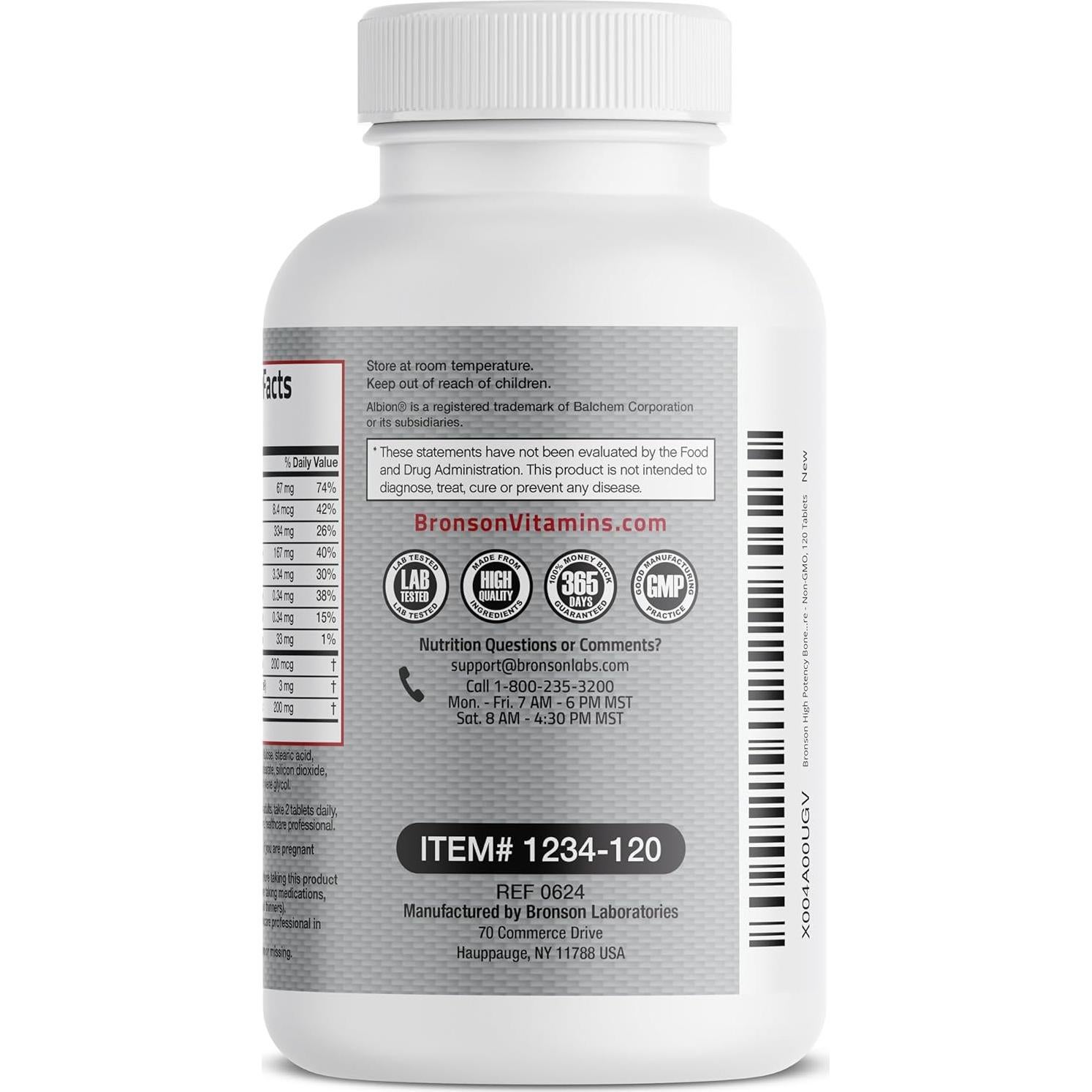 Suplemento Bronson de Vitamina K2 200 MCG + Calcio 120 Tabletas