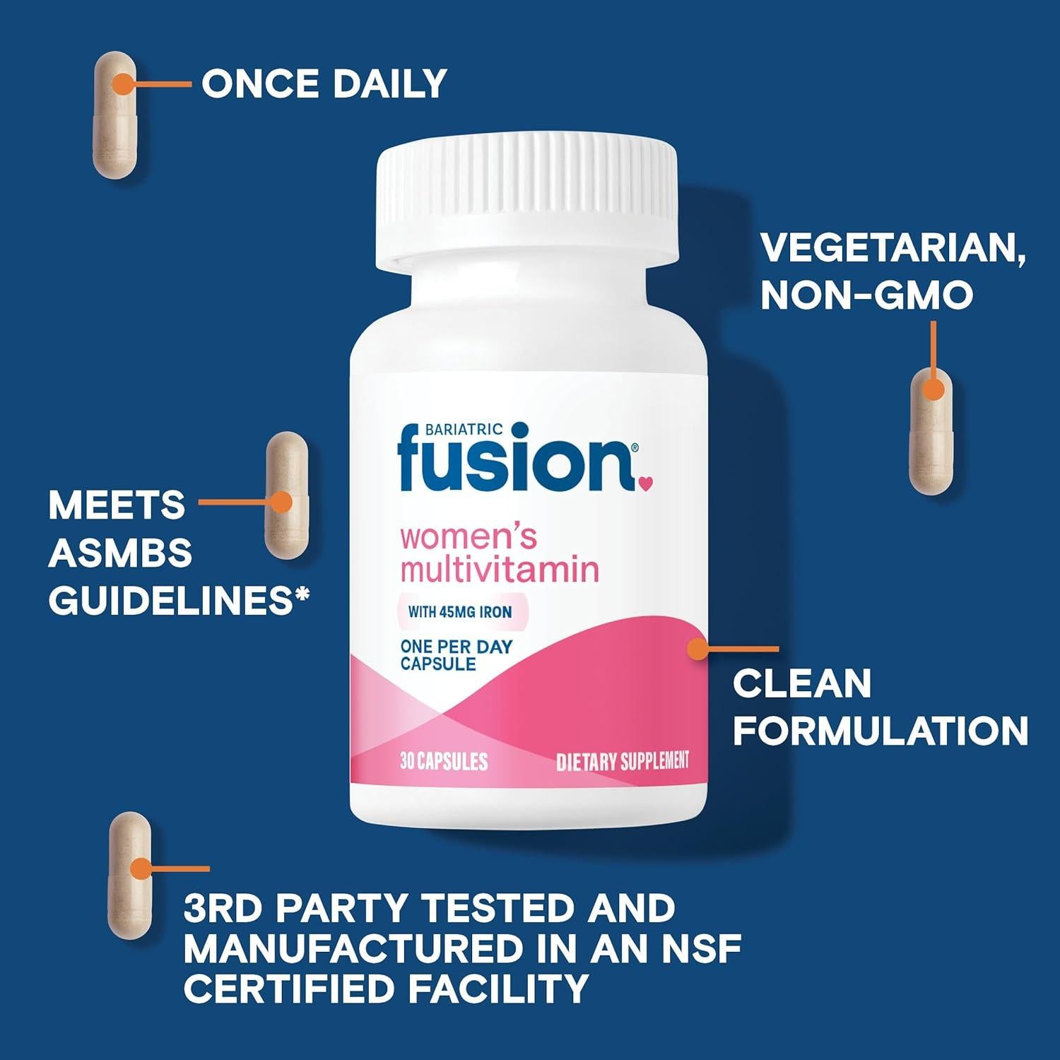 Multivitamínico Bariátrico Fusion para Mujeres con Hierro 30 Cápsulas