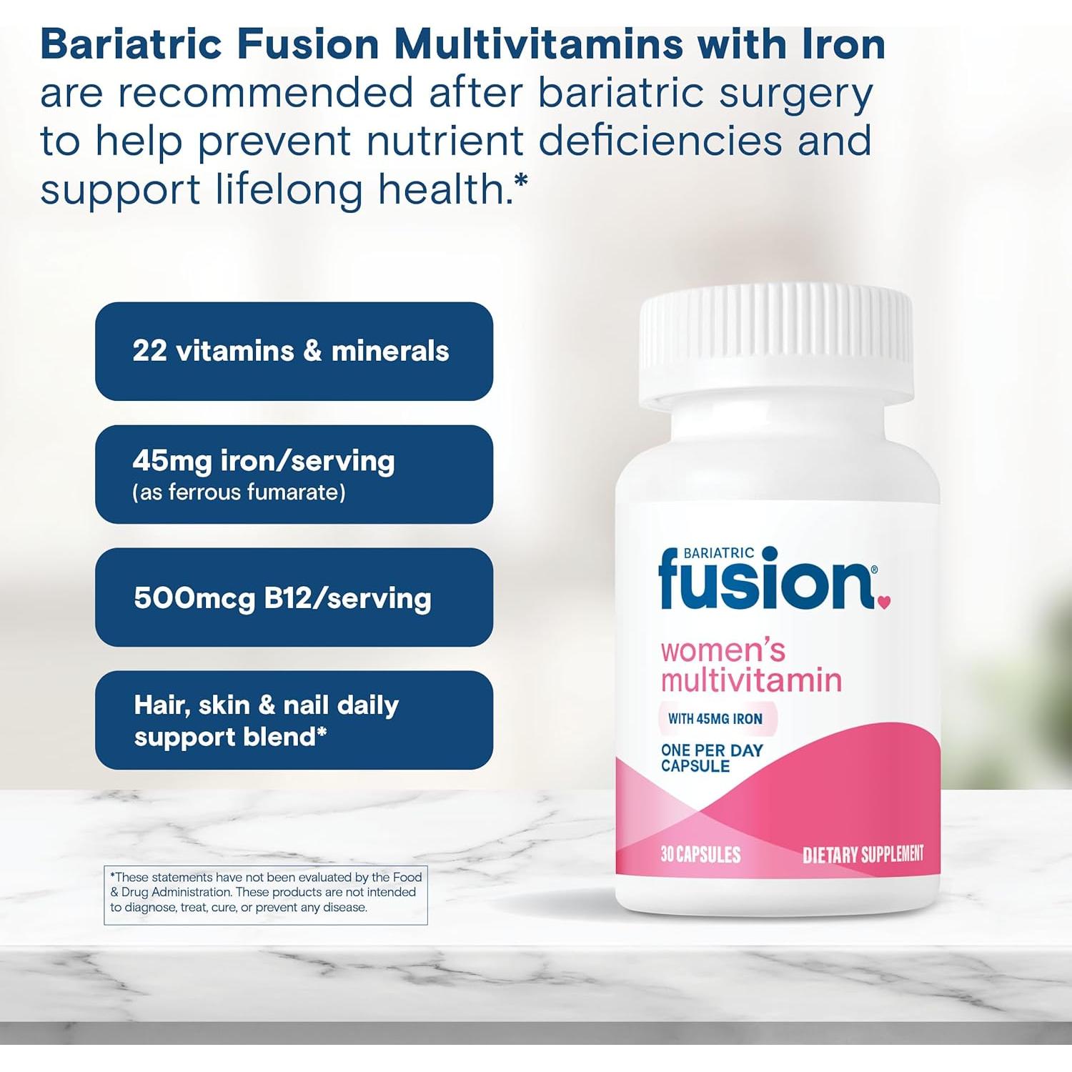 Multivitamínico Bariátrico Fusion para Mujeres con Hierro 30 Cápsulas