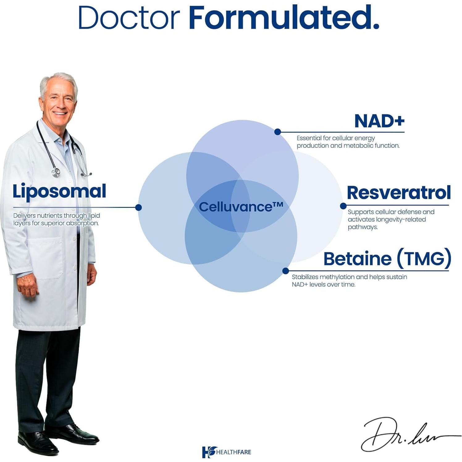 Suplemento de NAD+ HealthFare 120 Cápsulas Liposomal Energía