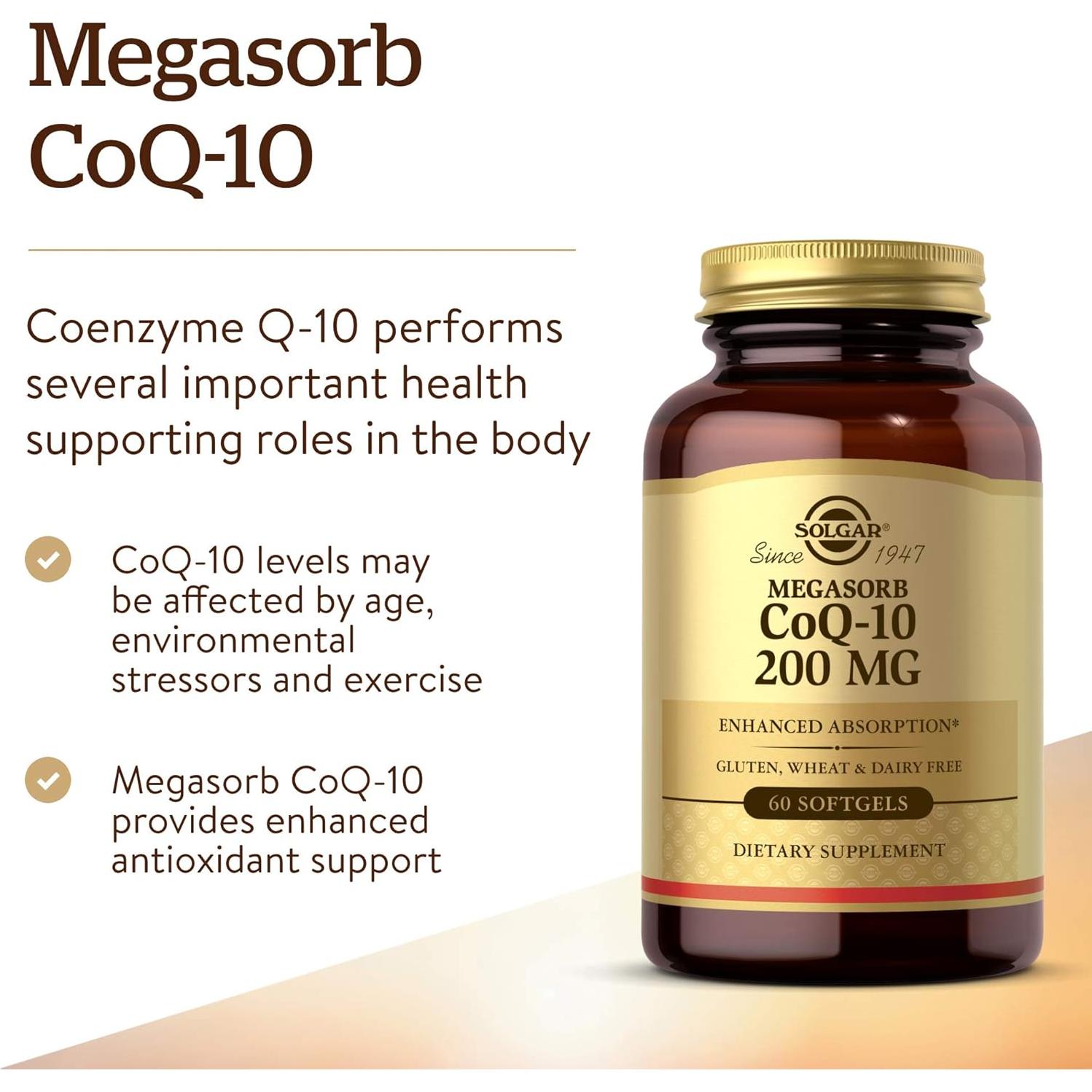 Solgar Megasorb CoQ-10 200 mg - 60 Gelatinas Blandas - Suplemento Antioxidante