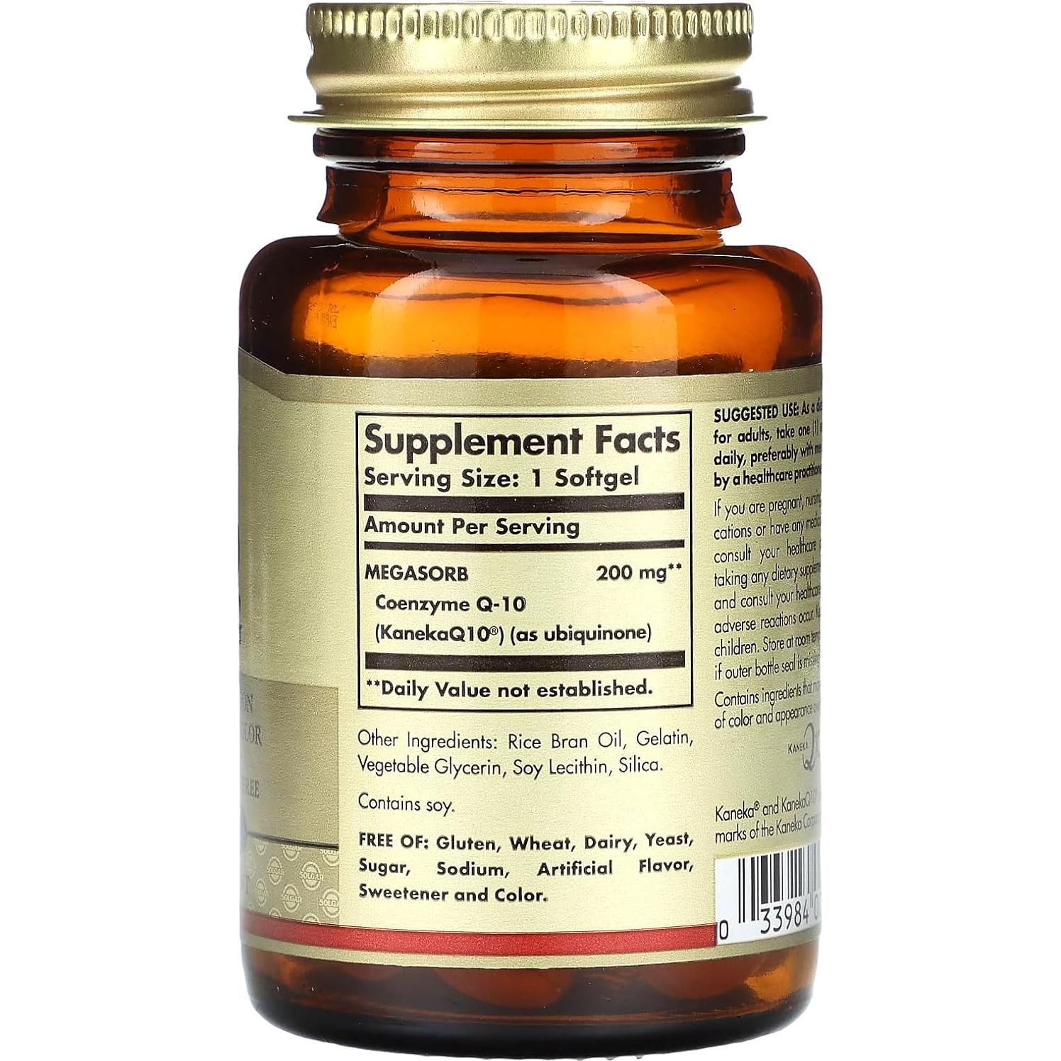 Solgar Megasorb CoQ-10 200 mg - 60 Gelatinas Blandas - Suplemento Antioxidante