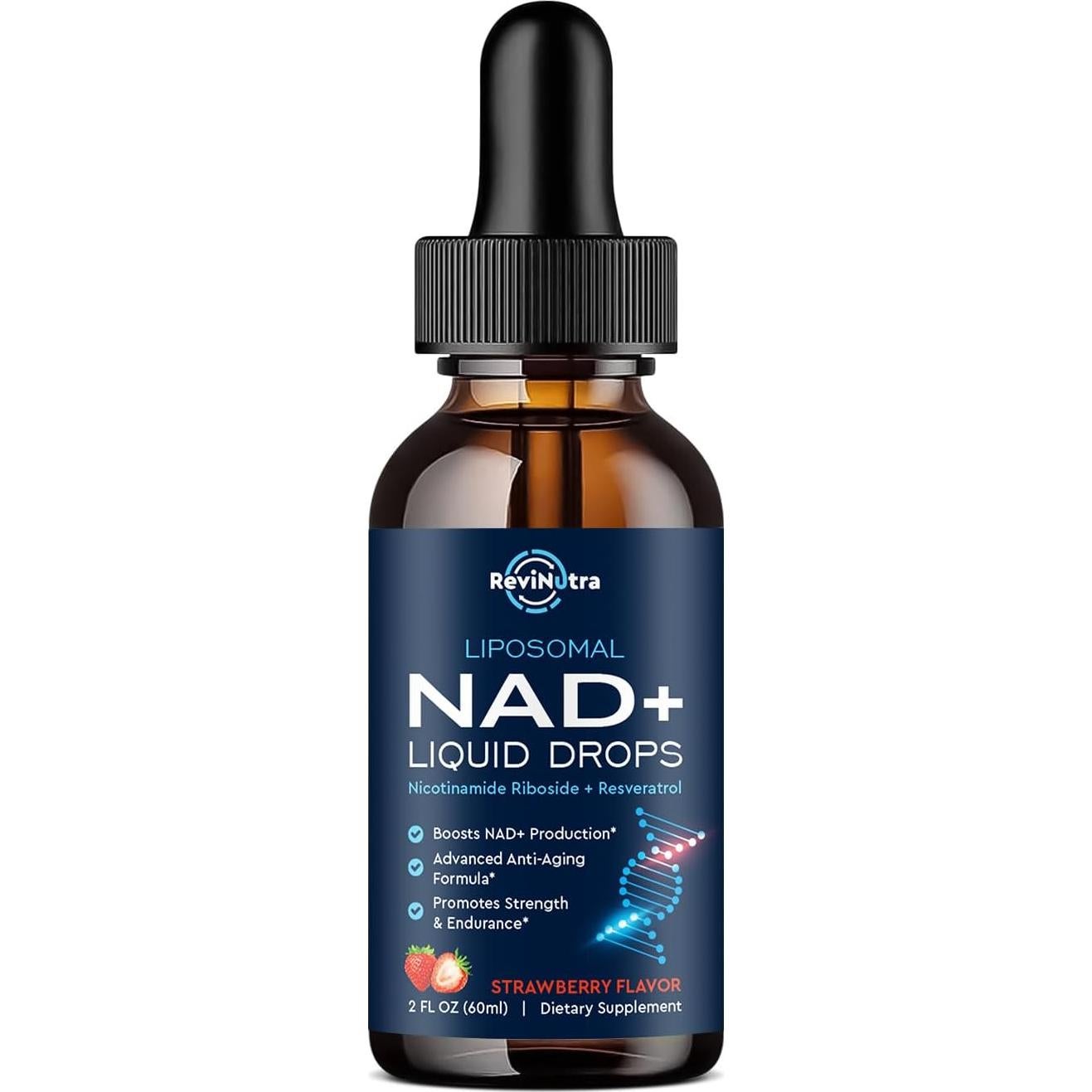 Suplemento Liposomal de NAD+ ReviNutra 1200mg Fresa 59.15ml