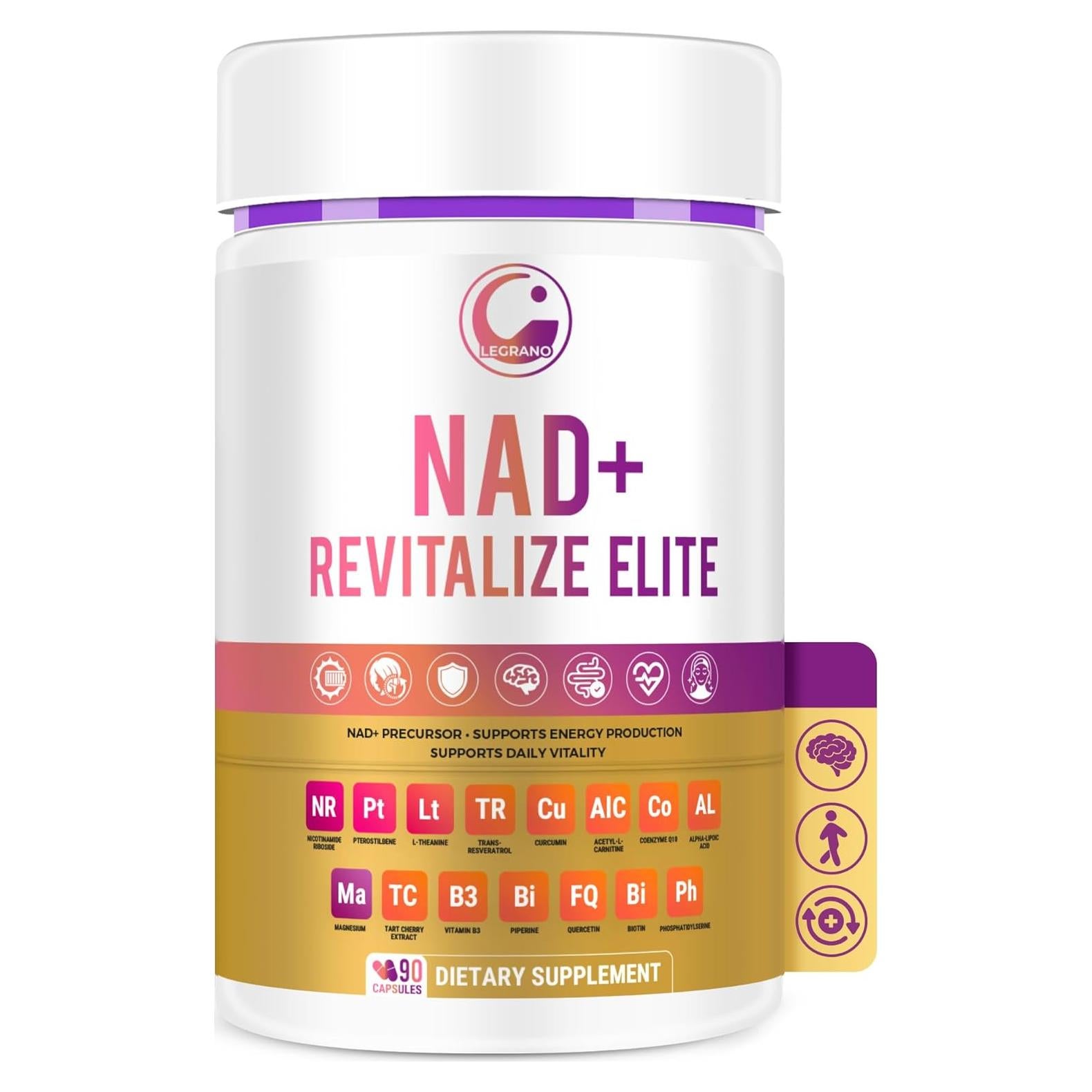 Suplemento NAD+ LEGRANO 90 Cápsulas Veganas Ribósido ALA CoQ10