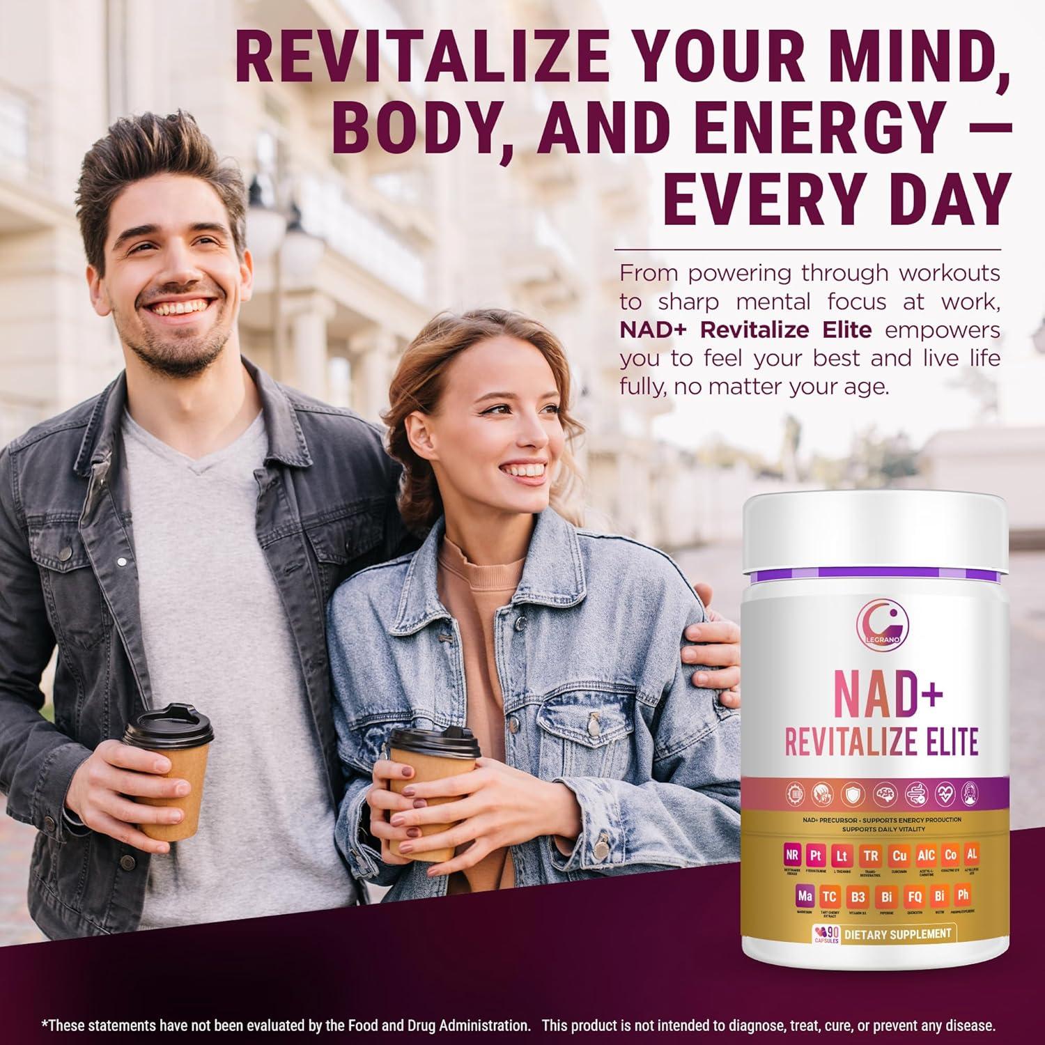 Suplemento NAD+ LEGRANO 90 Cápsulas Veganas Ribósido ALA CoQ10