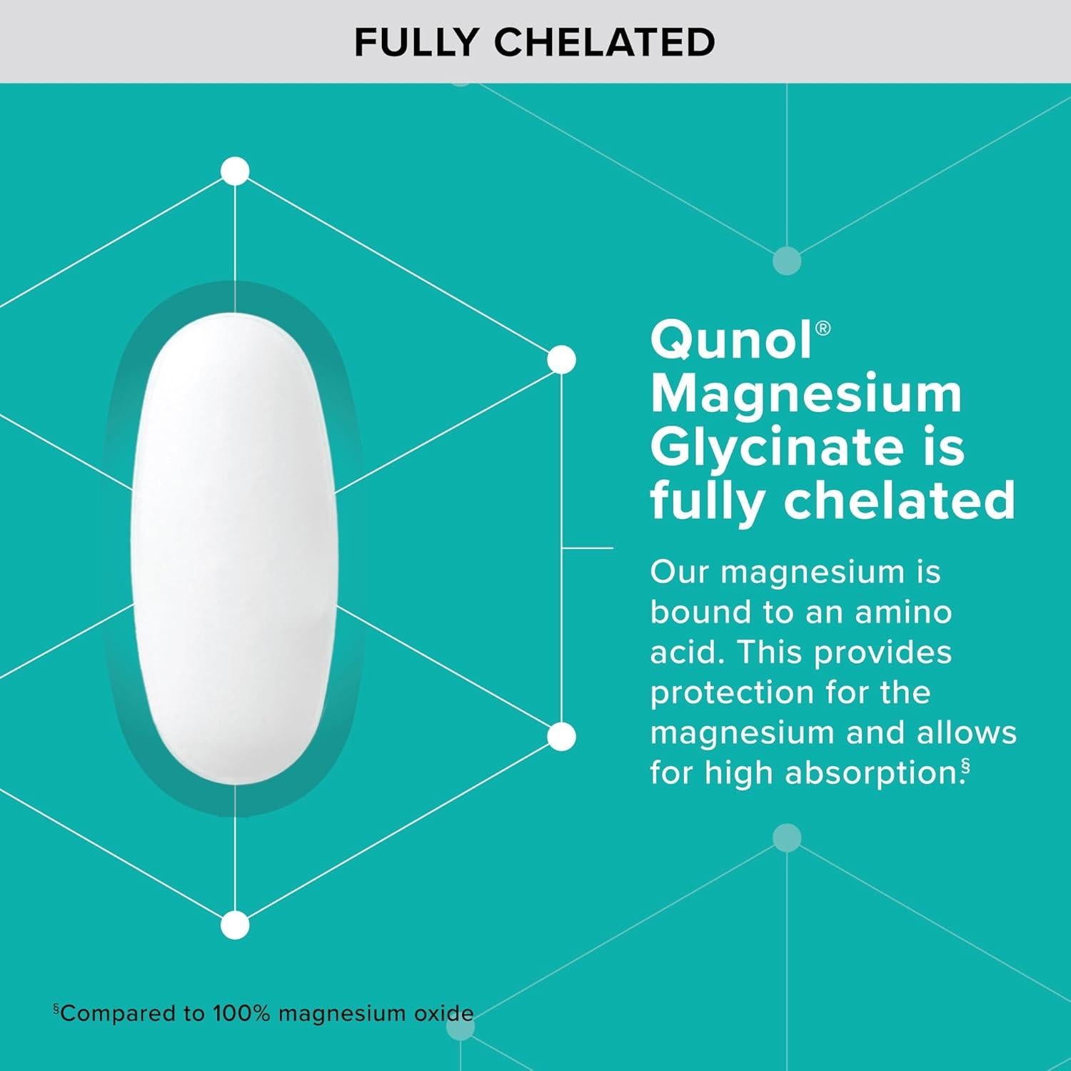 Suplemento de Magnesio Glicinato Qunol 300mg 150 tabletas