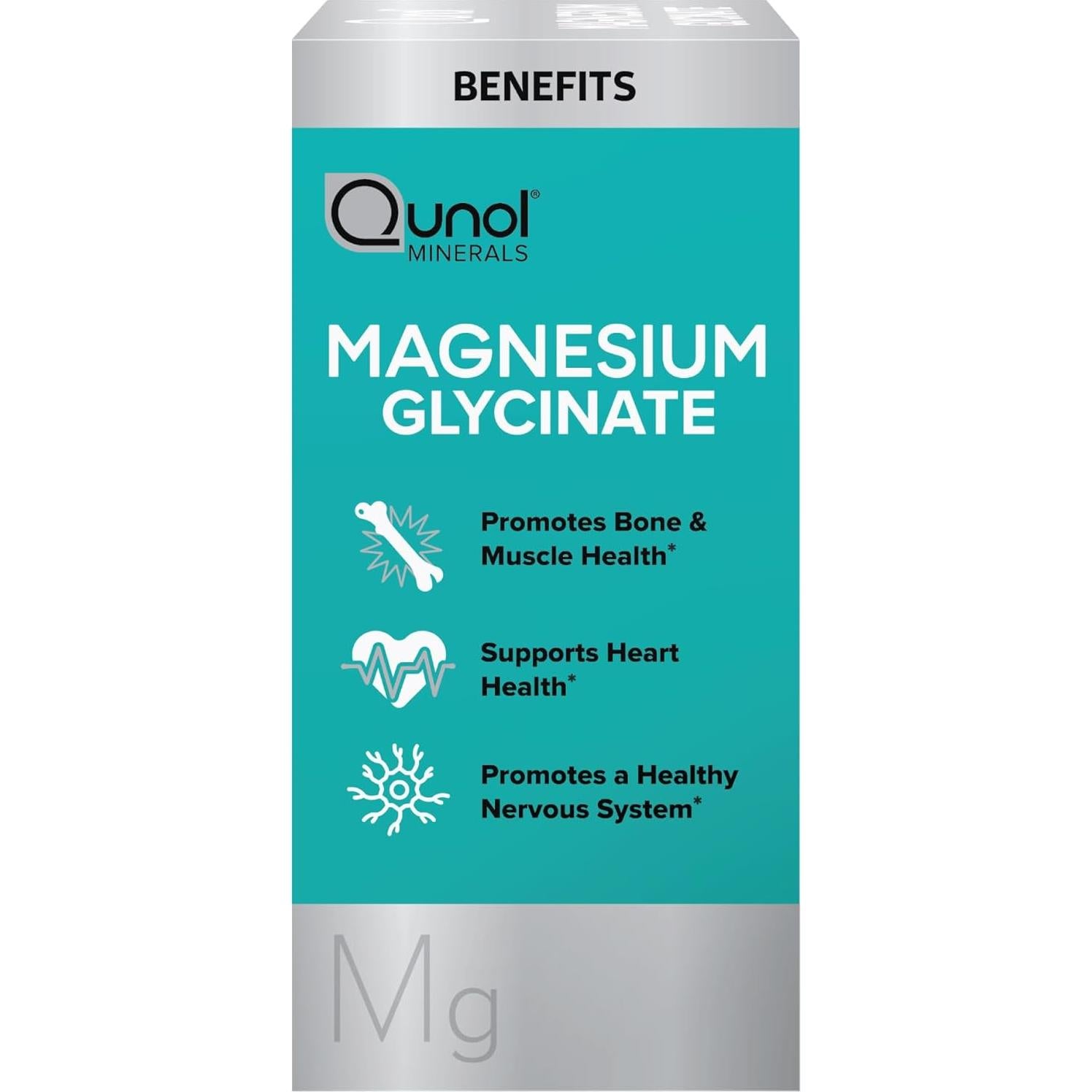 Suplemento de Magnesio Glicinato Qunol 300mg 150 tabletas