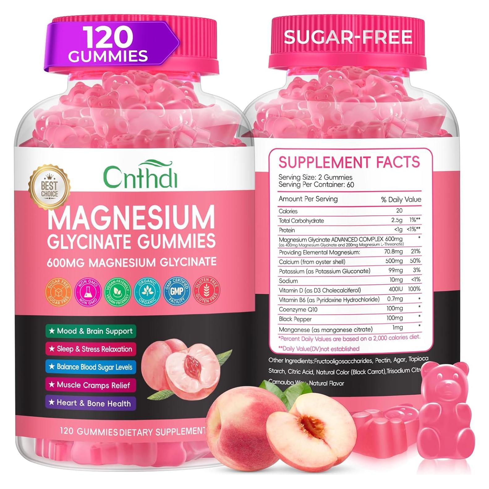 Gomitas de Glicinato de Magnesio CNFHDI 120 Unidades Durazno