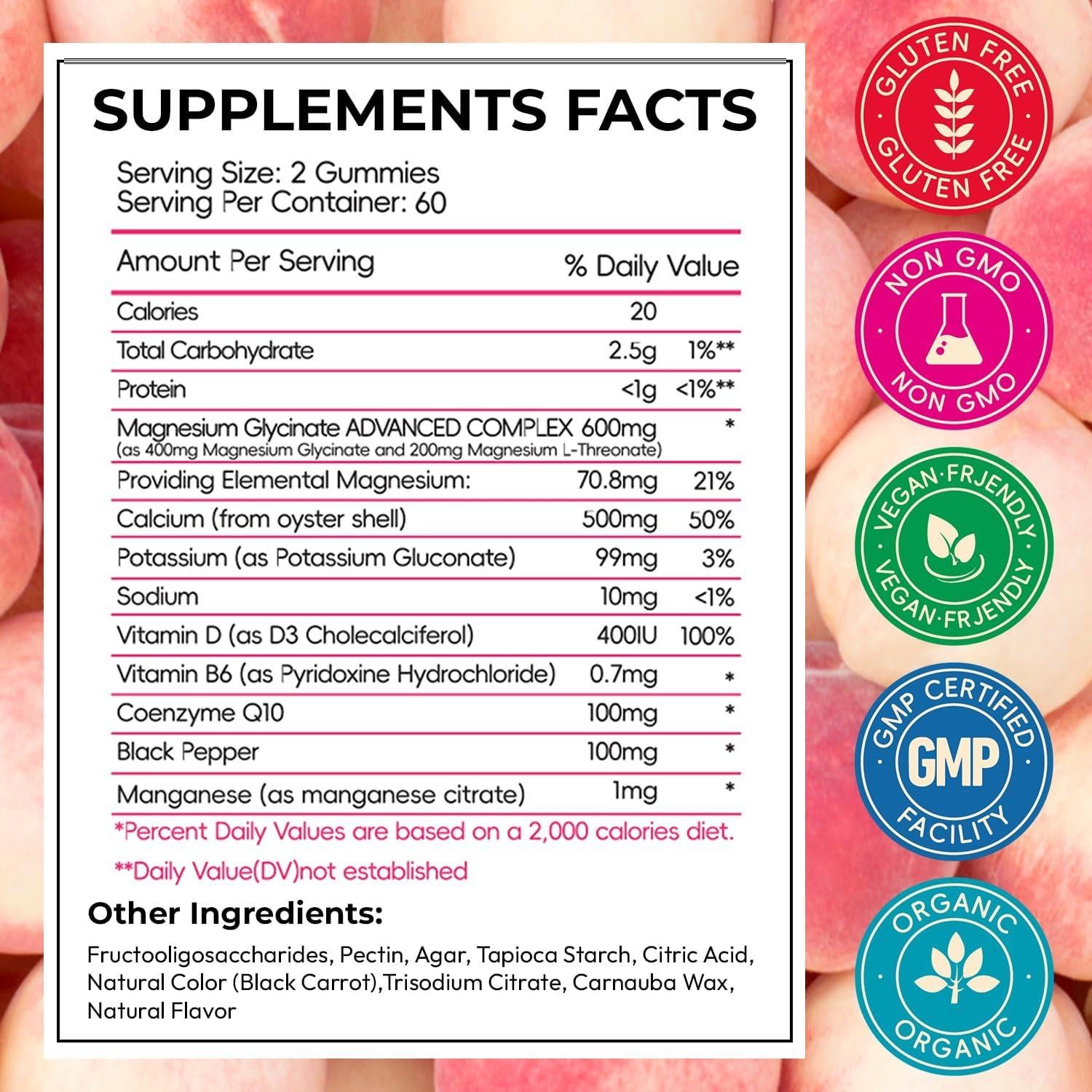 Gomitas de Glicinato de Magnesio CNFHDI 120 Unidades Durazno