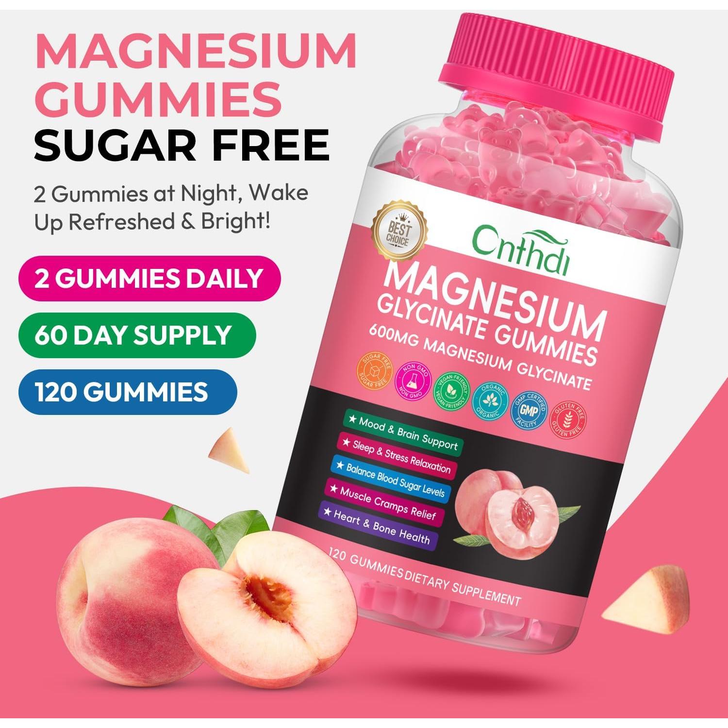 Gomitas de Glicinato de Magnesio CNFHDI 120 Unidades Durazno