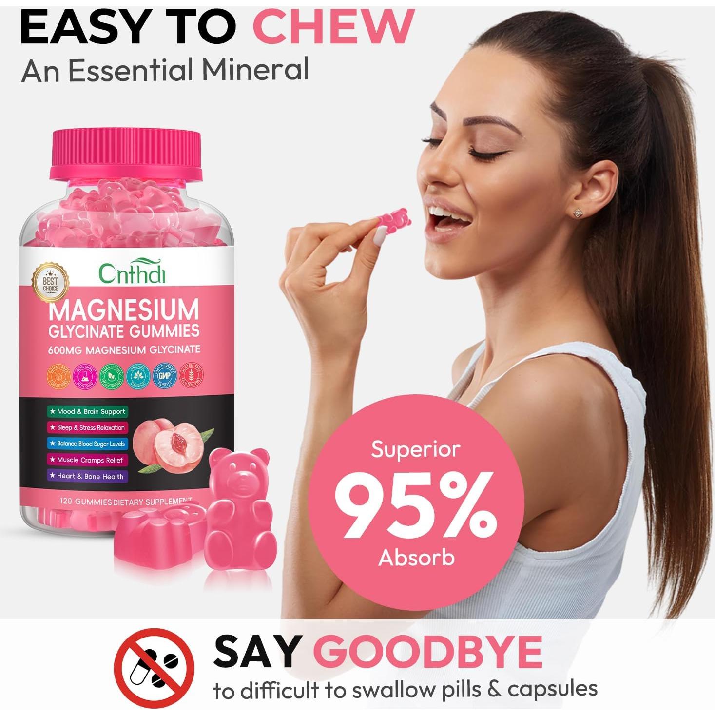 Gomitas de Glicinato de Magnesio CNFHDI 120 Unidades Durazno