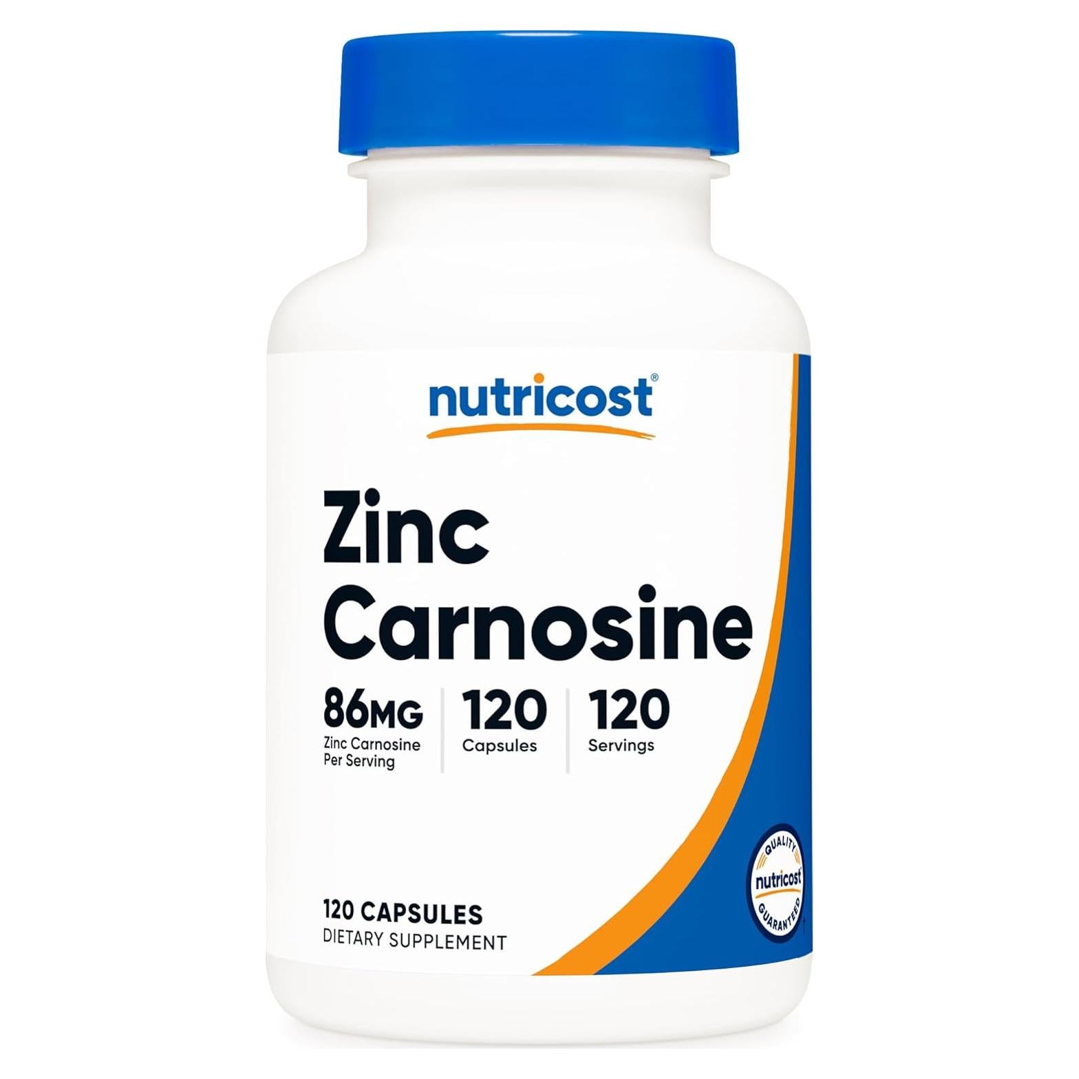 Nutricost Zinc Carnosina 86mg - 120 Cápsulas Vegetariano