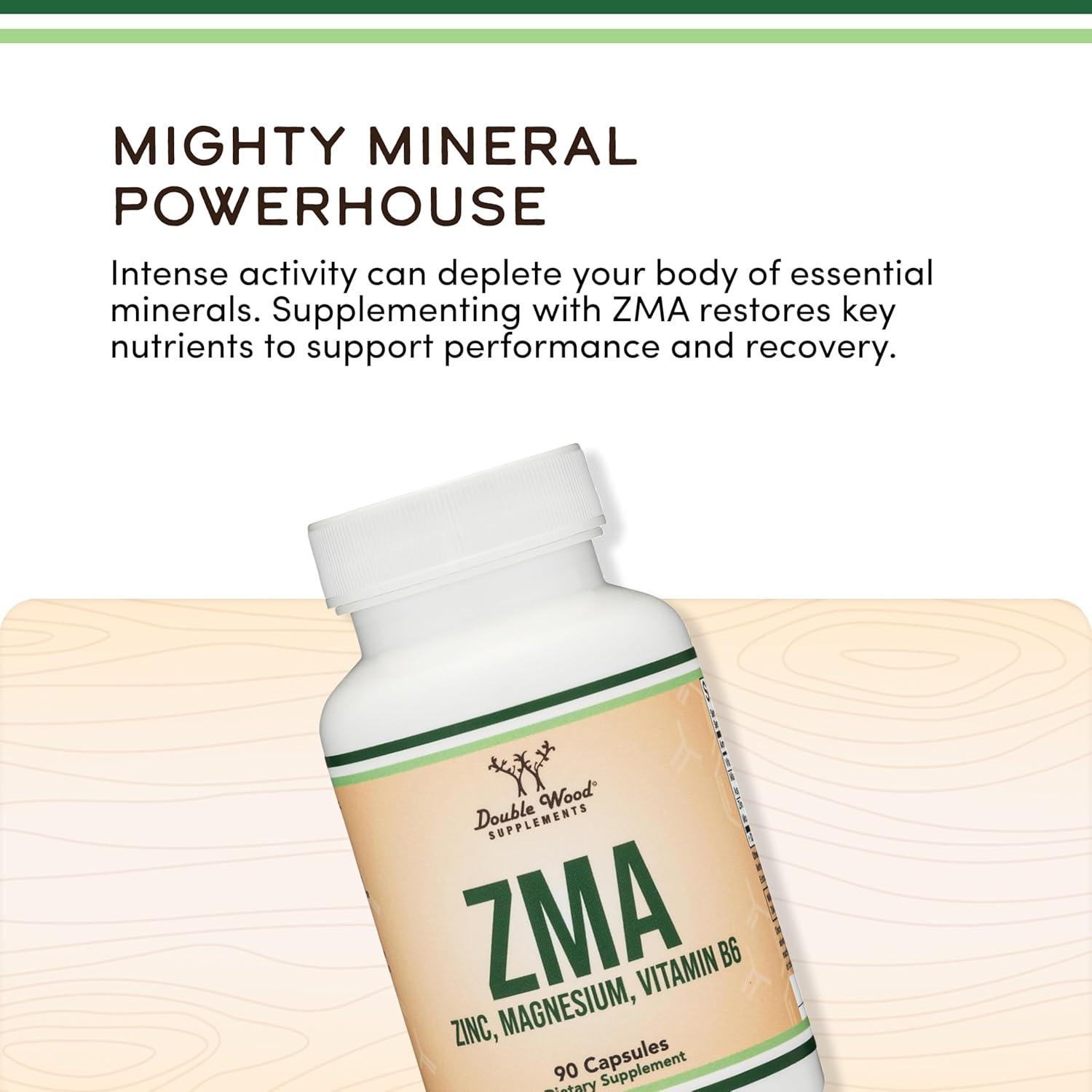 Suplemento ZMA Double Wood 90 Cápsulas 501mg Zinc Magnesio B6