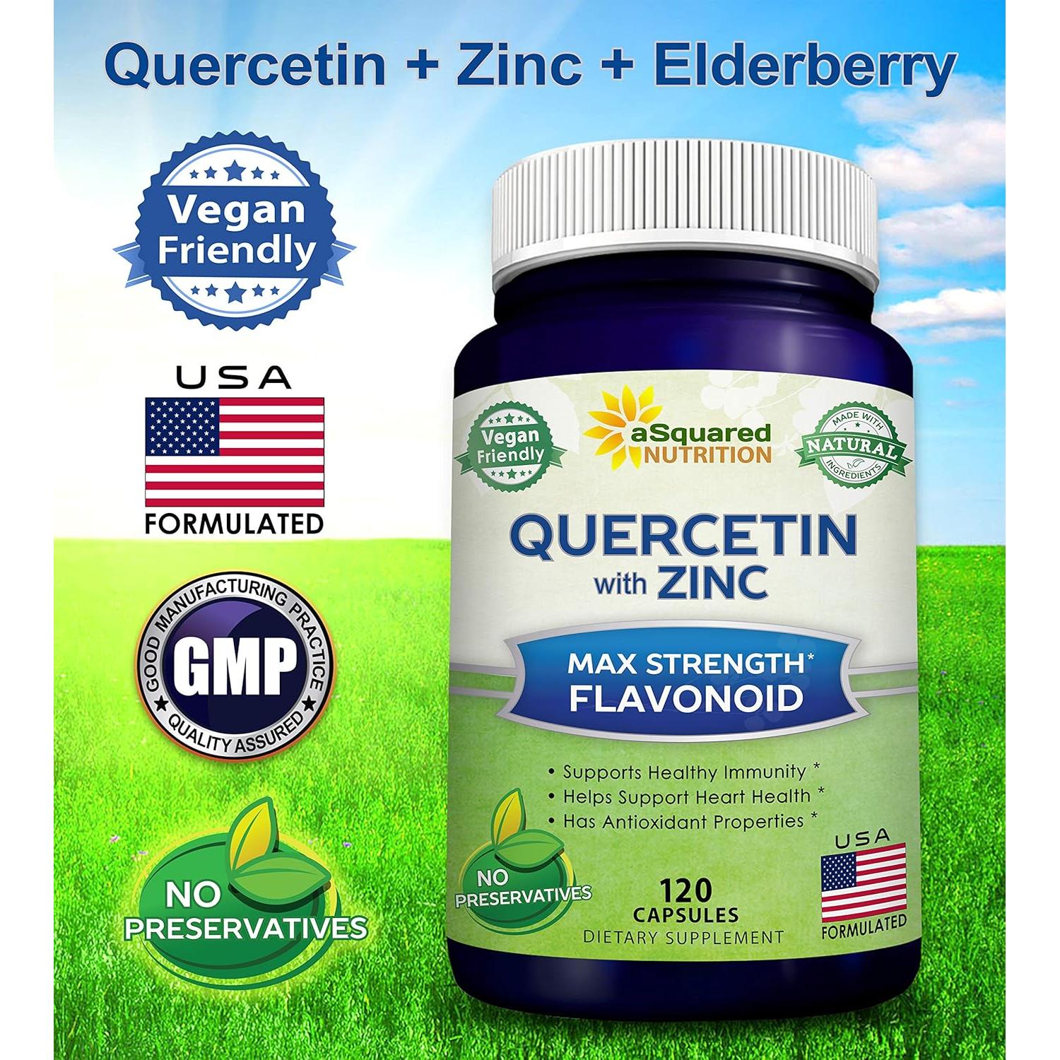 Suplemento de Quercetina 1000mg + Zinc aSquared - 120 Cápsulas