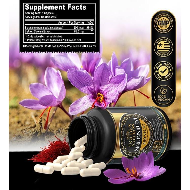 Suplemento Azafrán Dorado Selenio 200 mcg 88.5 mg - Salud General