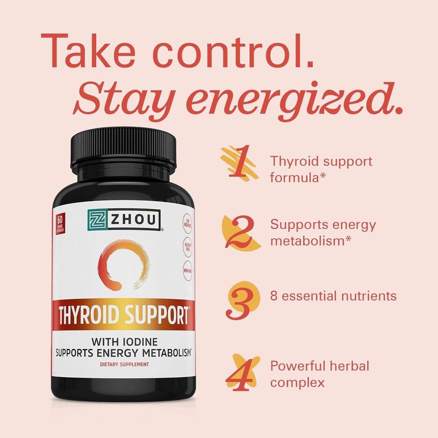Suplemento de Soporte de Tiroides Zhou - 60 Cápsulas Vegetales