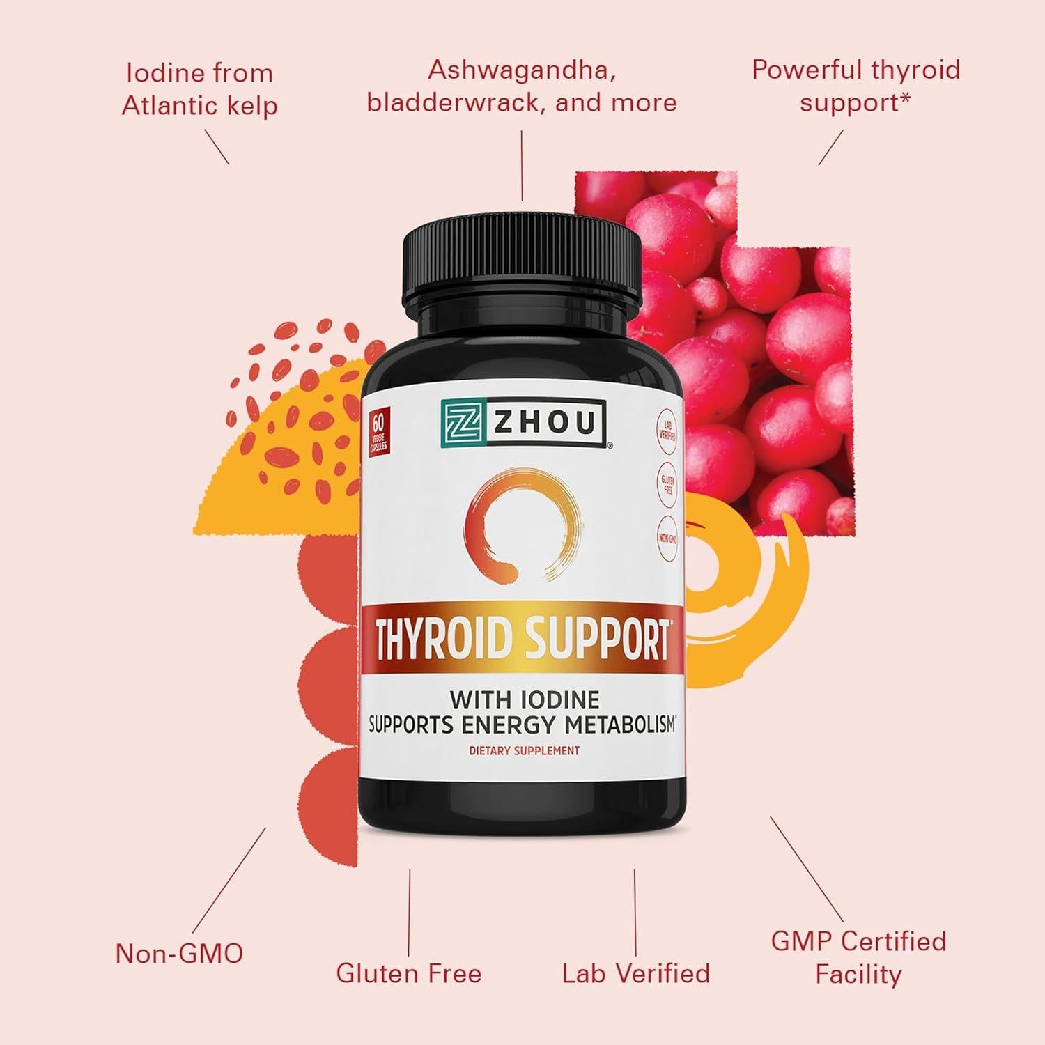 Suplemento de Soporte de Tiroides Zhou - 60 Cápsulas Vegetales