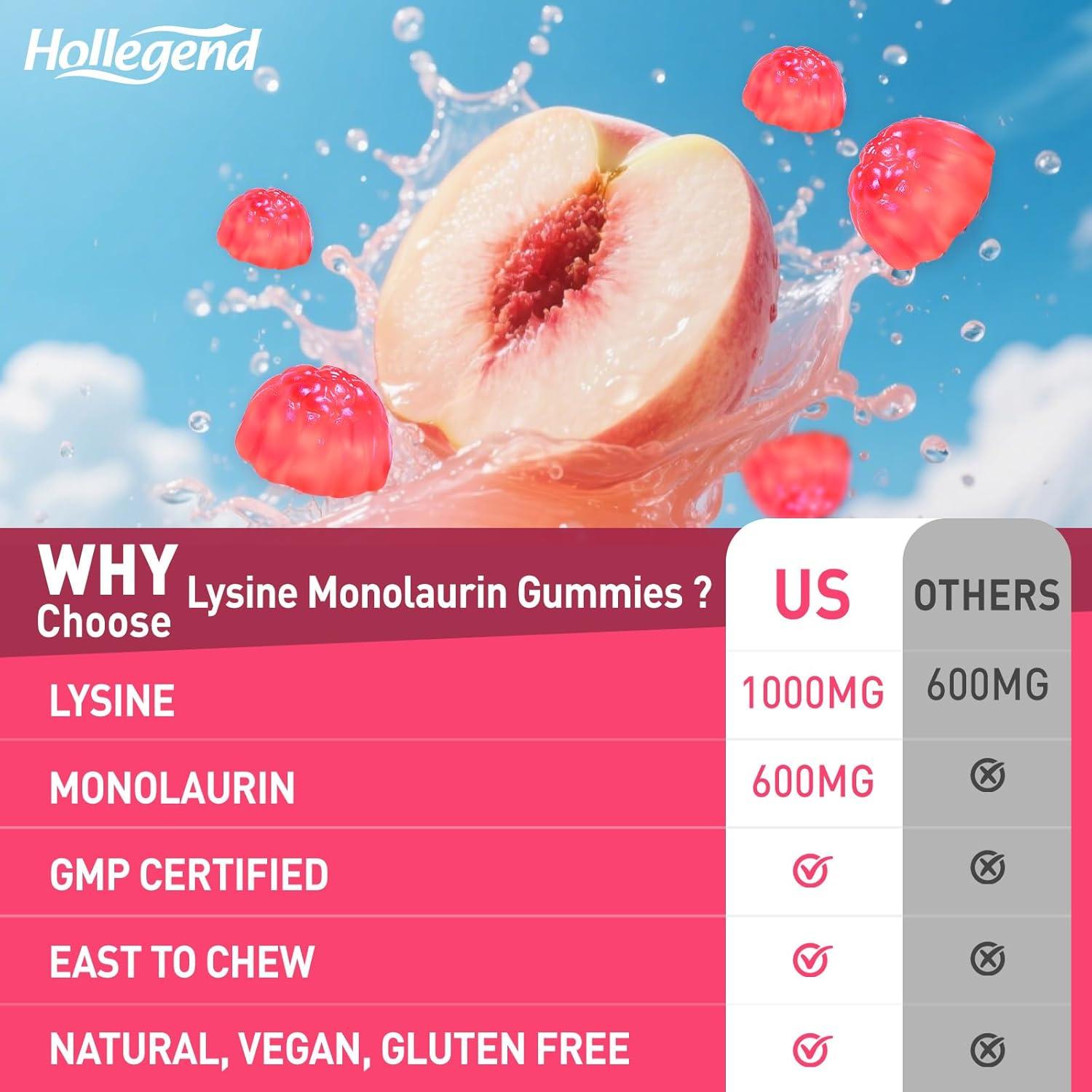 Gomitas L-Lisina Monolaurina Hendybe 1000mg 60 Ct Durazno