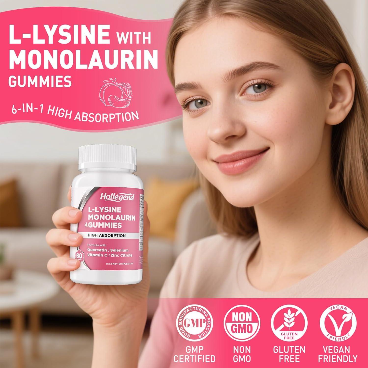 Gomitas L-Lisina Monolaurina Hendybe 1000mg 60 Ct Durazno