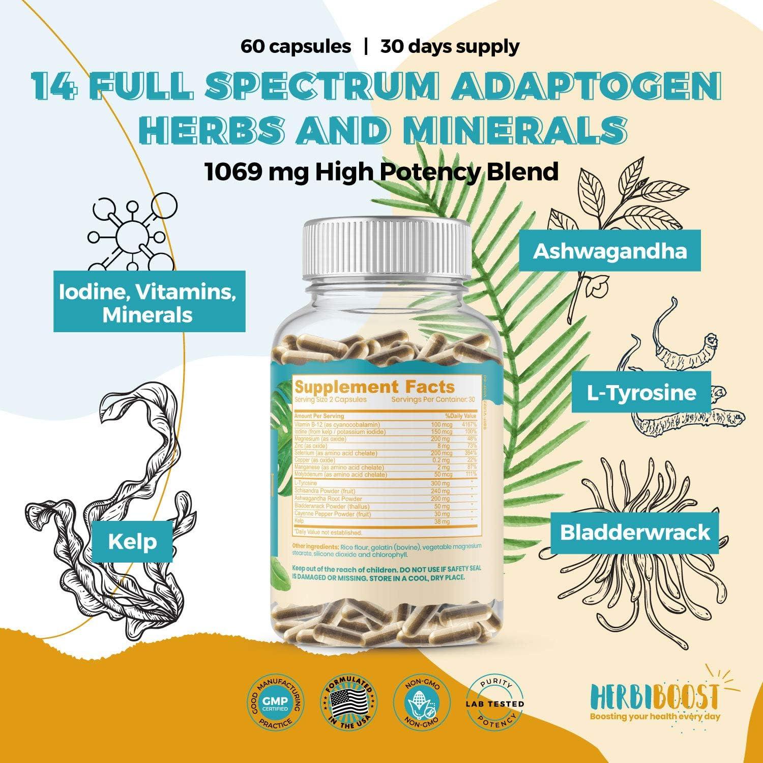 Suplemento de Soporte de Tiroides Herbiboost 1069mg Yodo