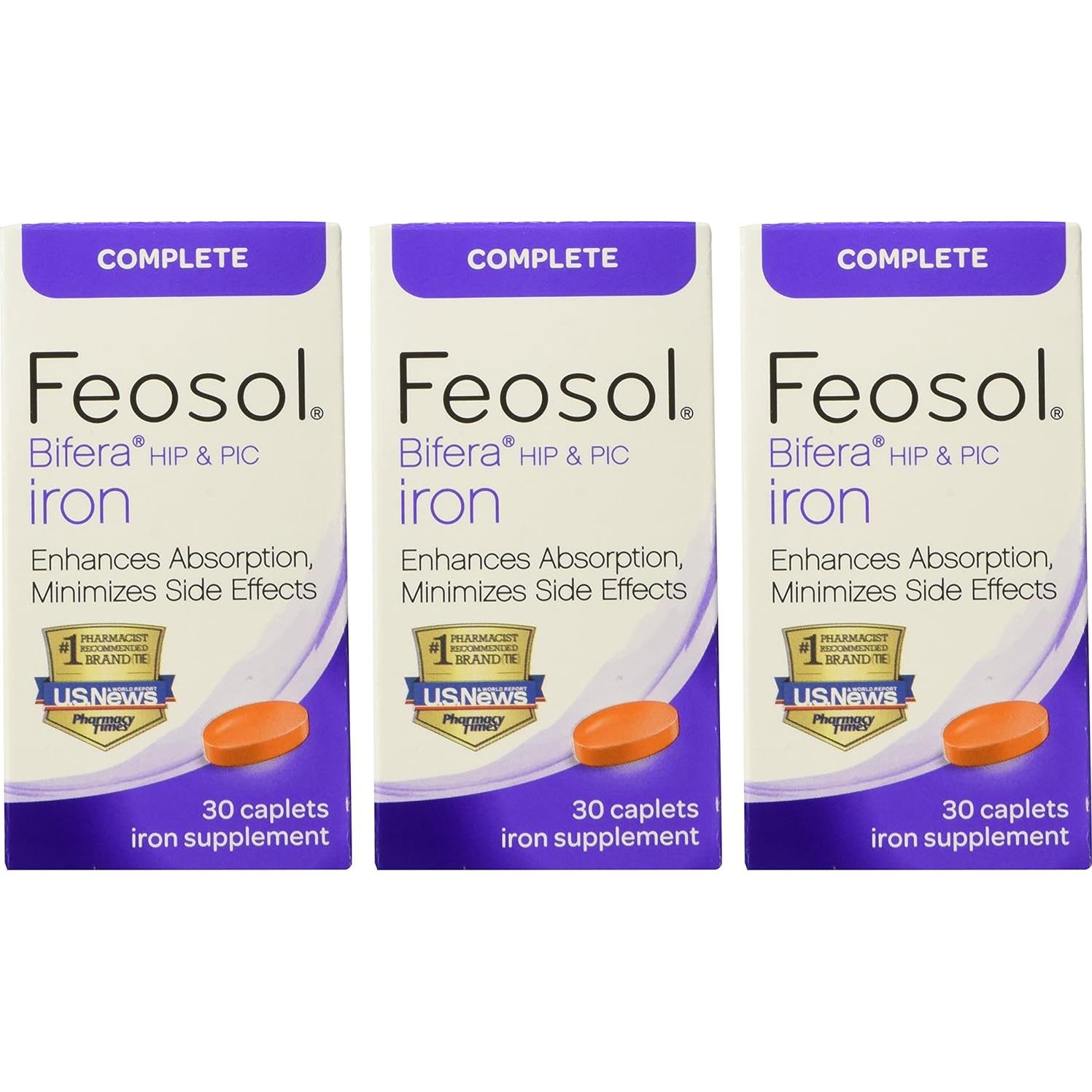 Suplemento de Hierro Bifera Feosol Completo 30 Comprimidos