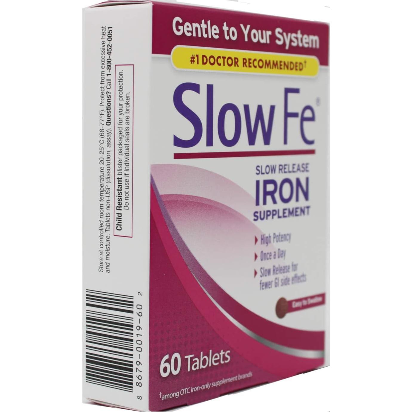 Slow Fe Hierro 45 mg Liberación Lenta 60 Tabletas