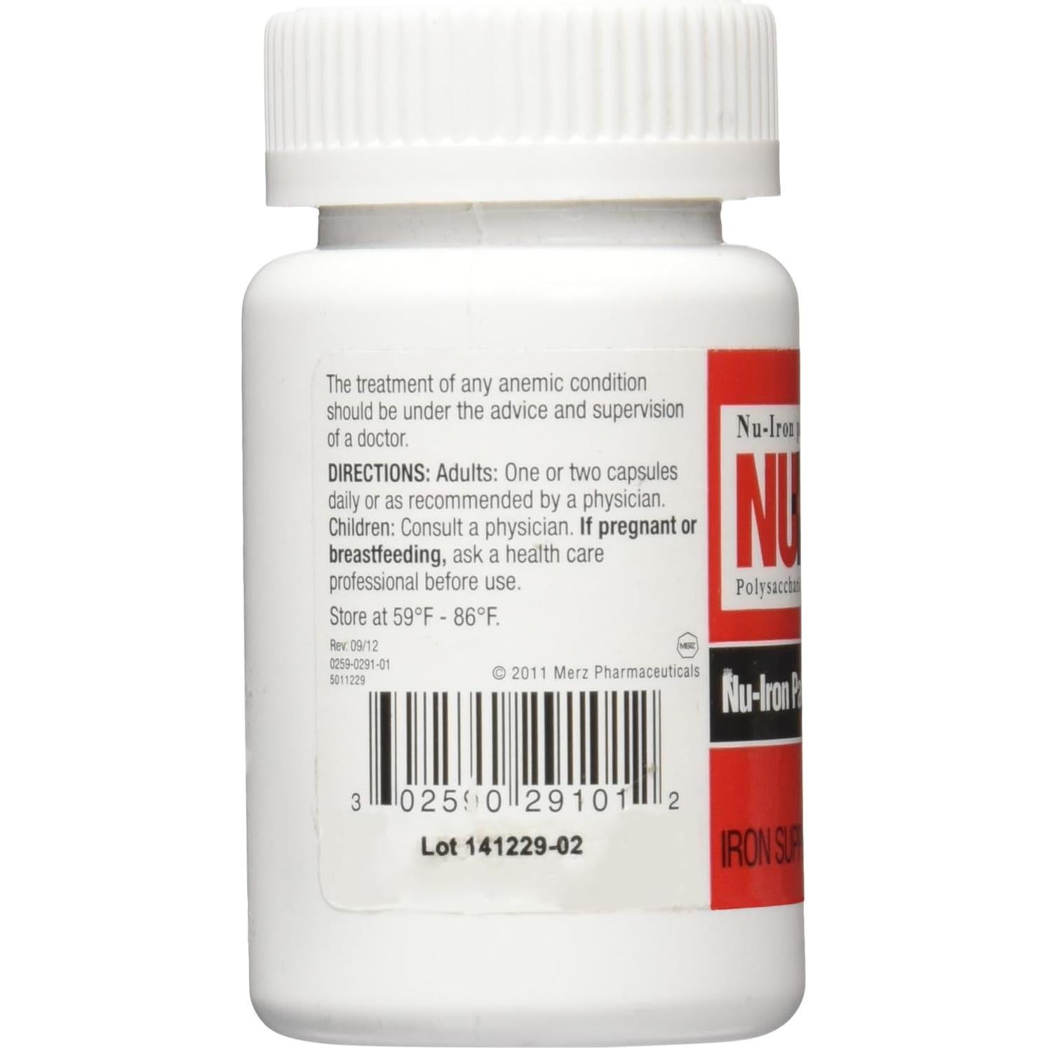 Suplemento de Hierro NU-HIERRO 150mg 100 Cápsulas