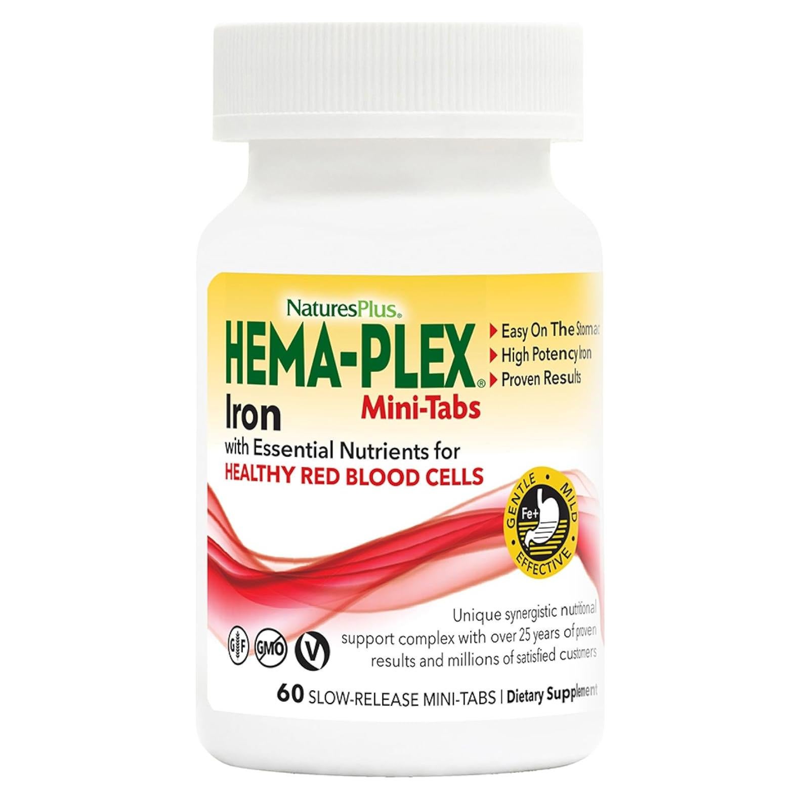 Suplemento de Hierro NaturesPlus Hema-Plex 85 mg - 120 Mini-Tabs