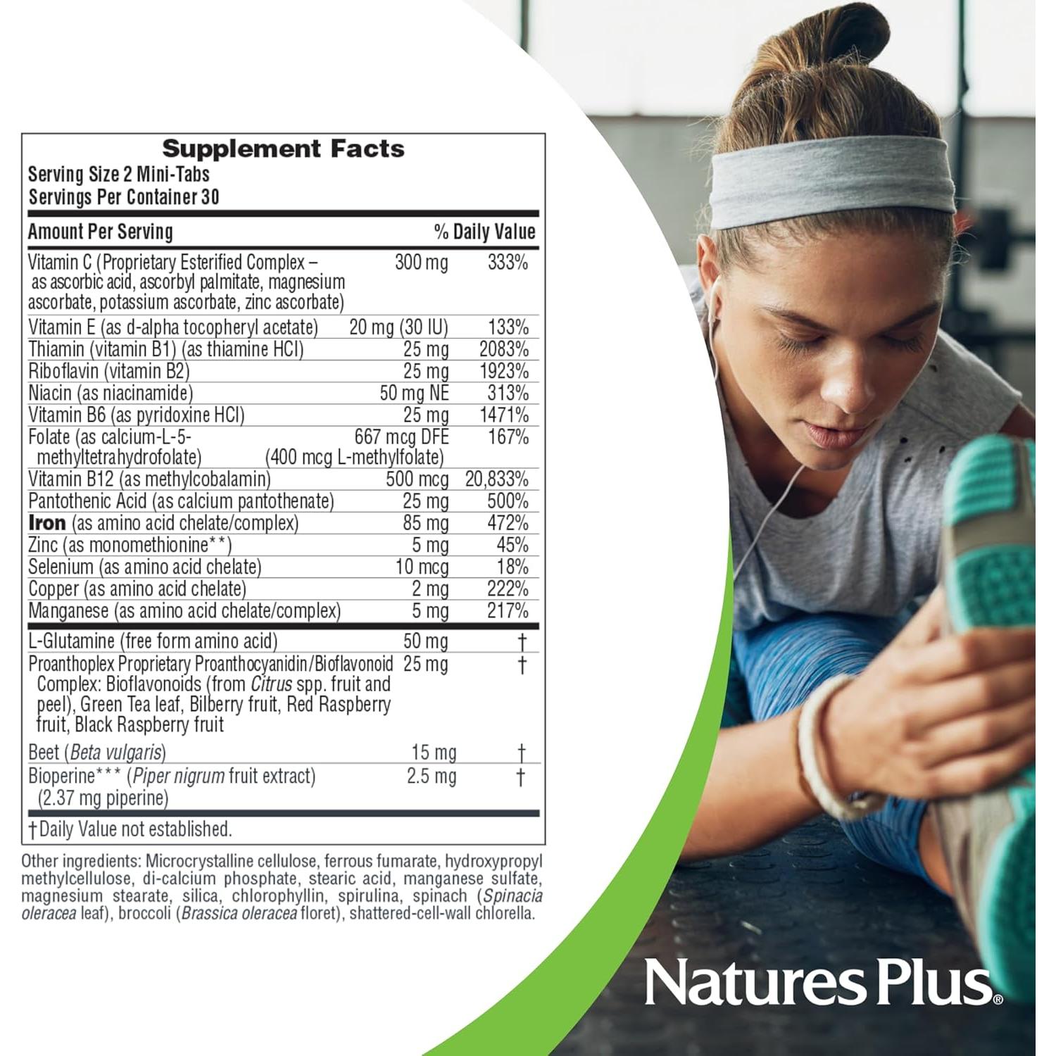 Suplemento de Hierro NaturesPlus Hema-Plex 85 mg - 120 Mini-Tabs