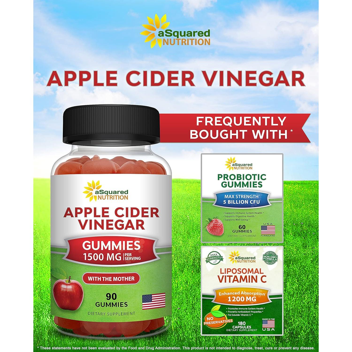 Gomitas de Vinagre de Sidra de Manzana aSquared - 1500mg - 90 Unidades