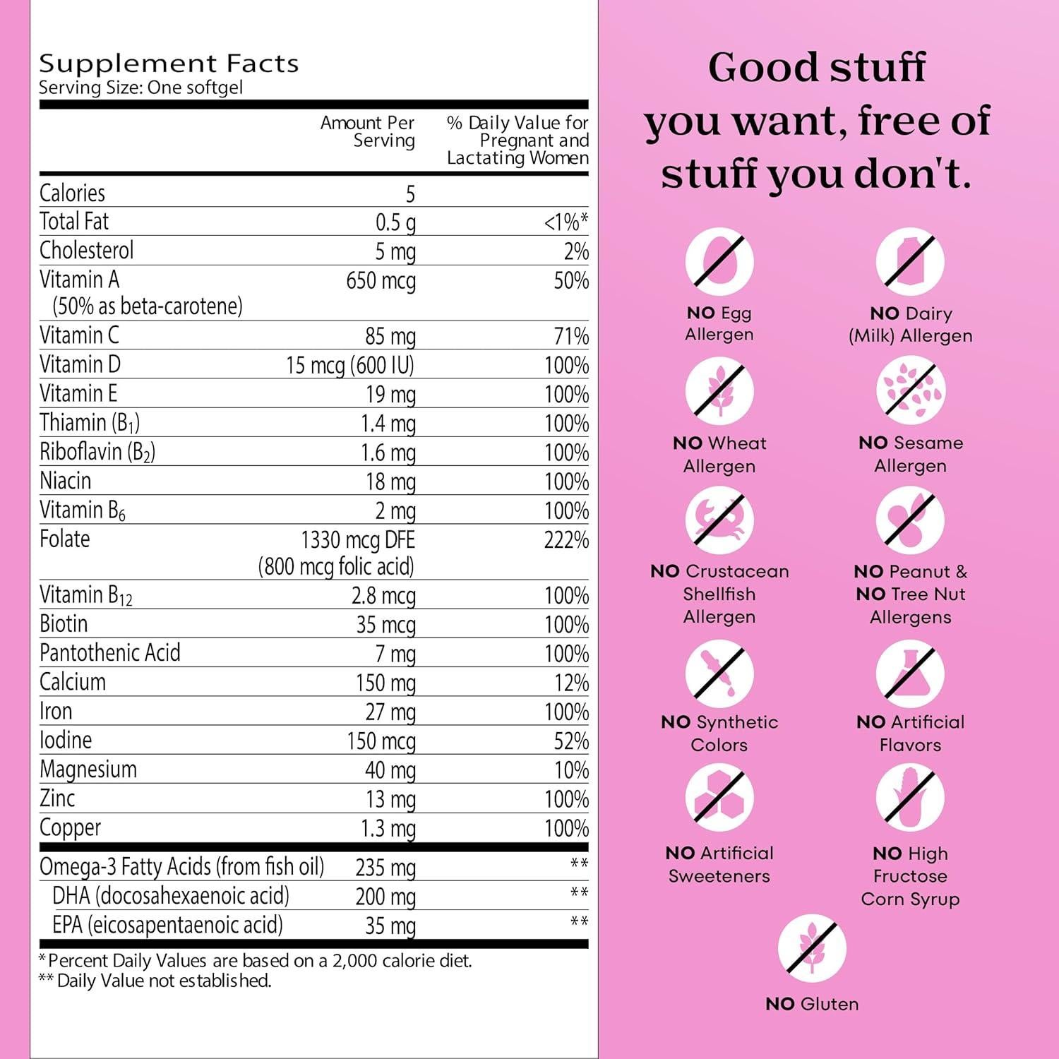 Vitaminas Prenatales One A Day 30 Cápsulas - Ácido Fólico, Hierro, DHA