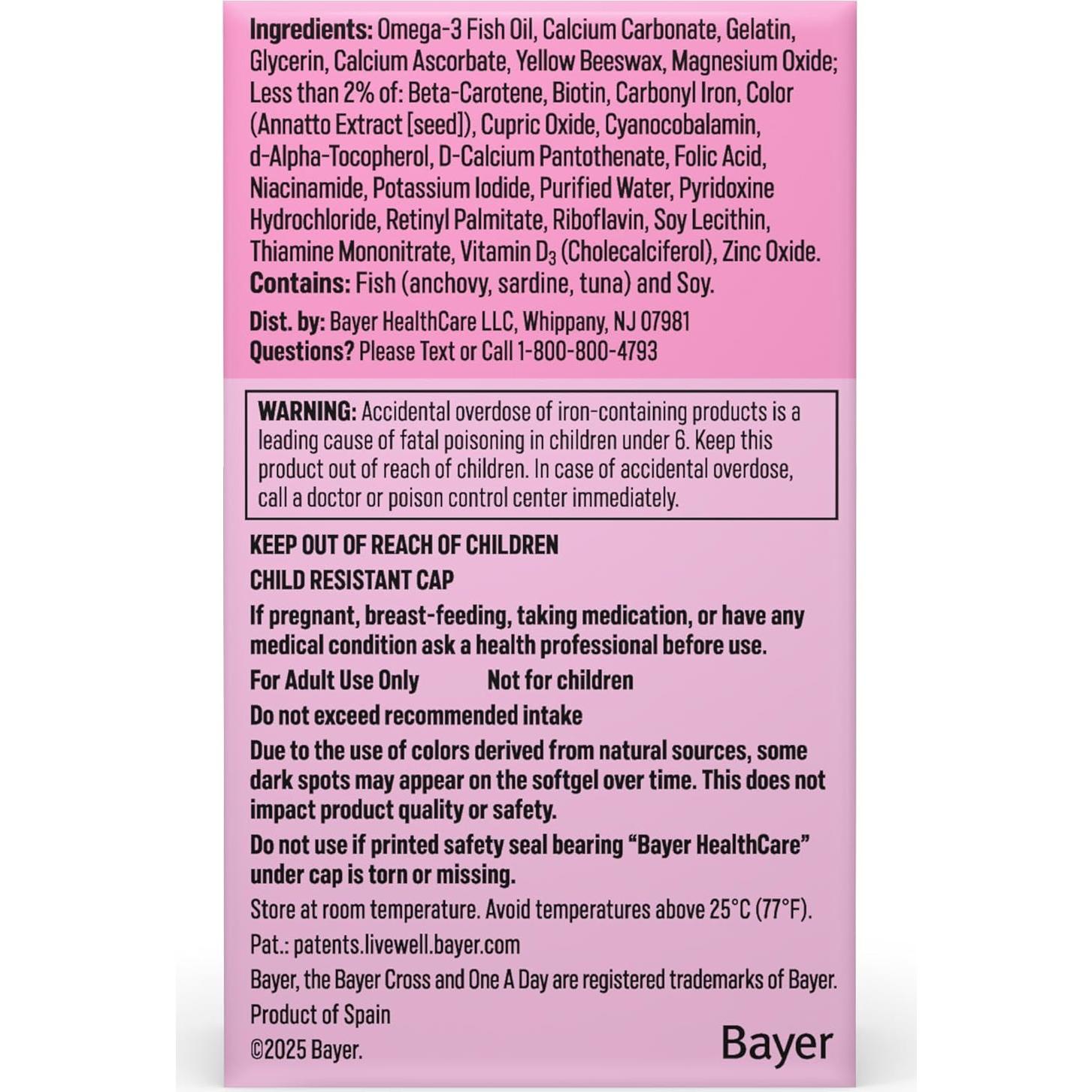 Vitaminas Prenatales One A Day 30 Cápsulas - Ácido Fólico, Hierro, DHA