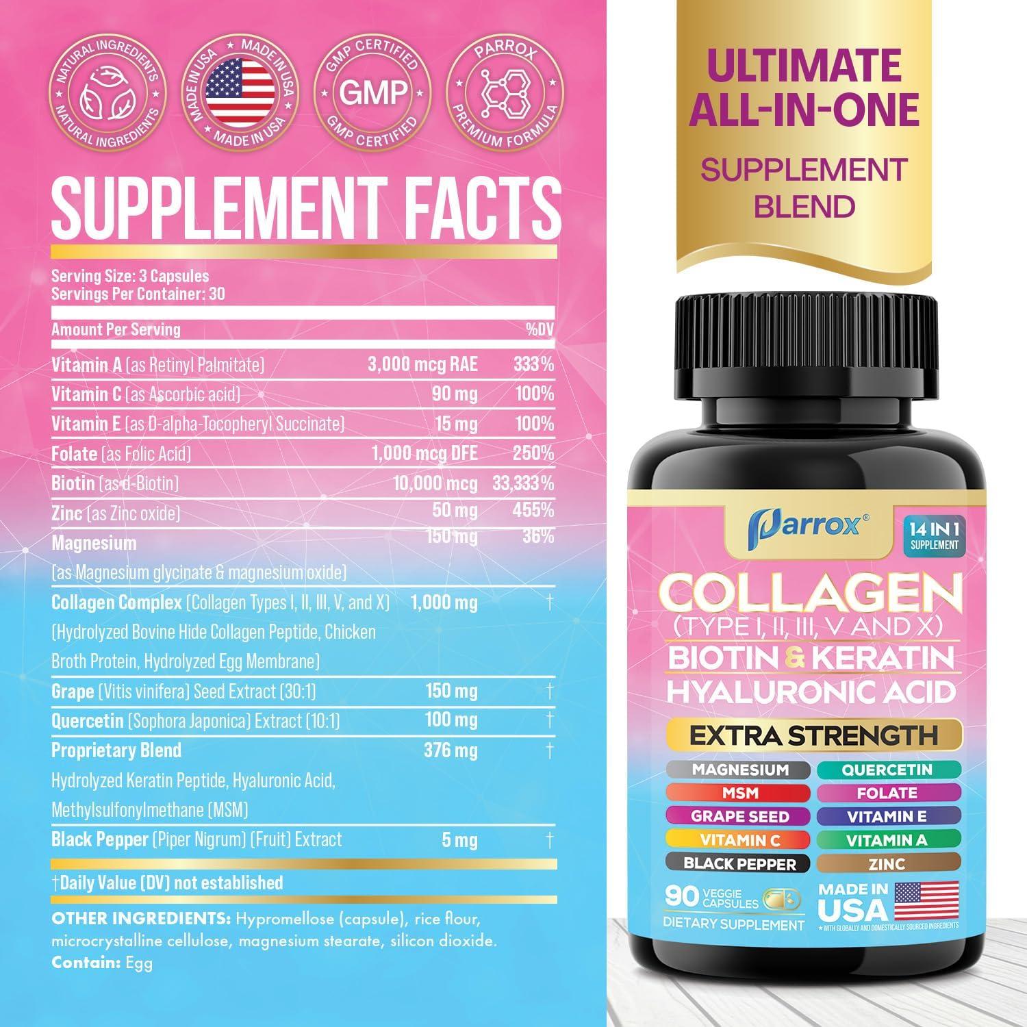 Cápsulas de Colágeno 14 en 1 Parrox - 90 Unidades