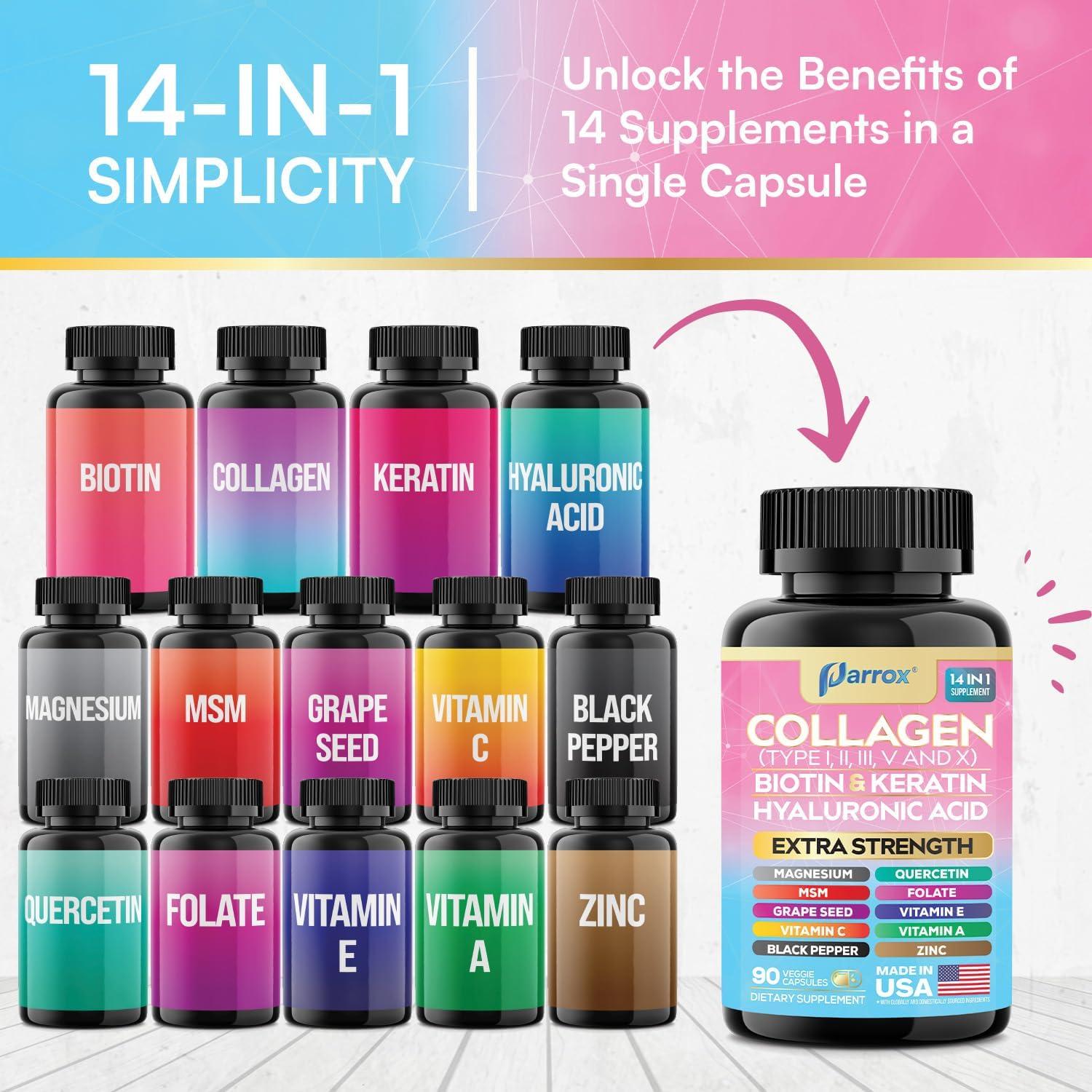 Cápsulas de Colágeno 14 en 1 Parrox - 90 Unidades
