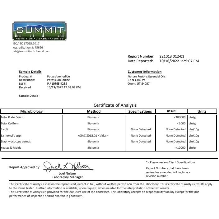 Tabletas de Yoduro de Potasio 130 mg Nature's Fusions - 120 Unidades