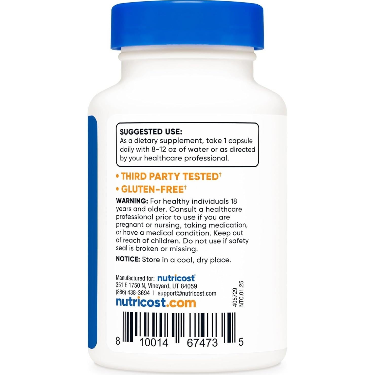 Yoduro de Potasio Nutricost 65mg - 90 Cápsulas Vegetarianas