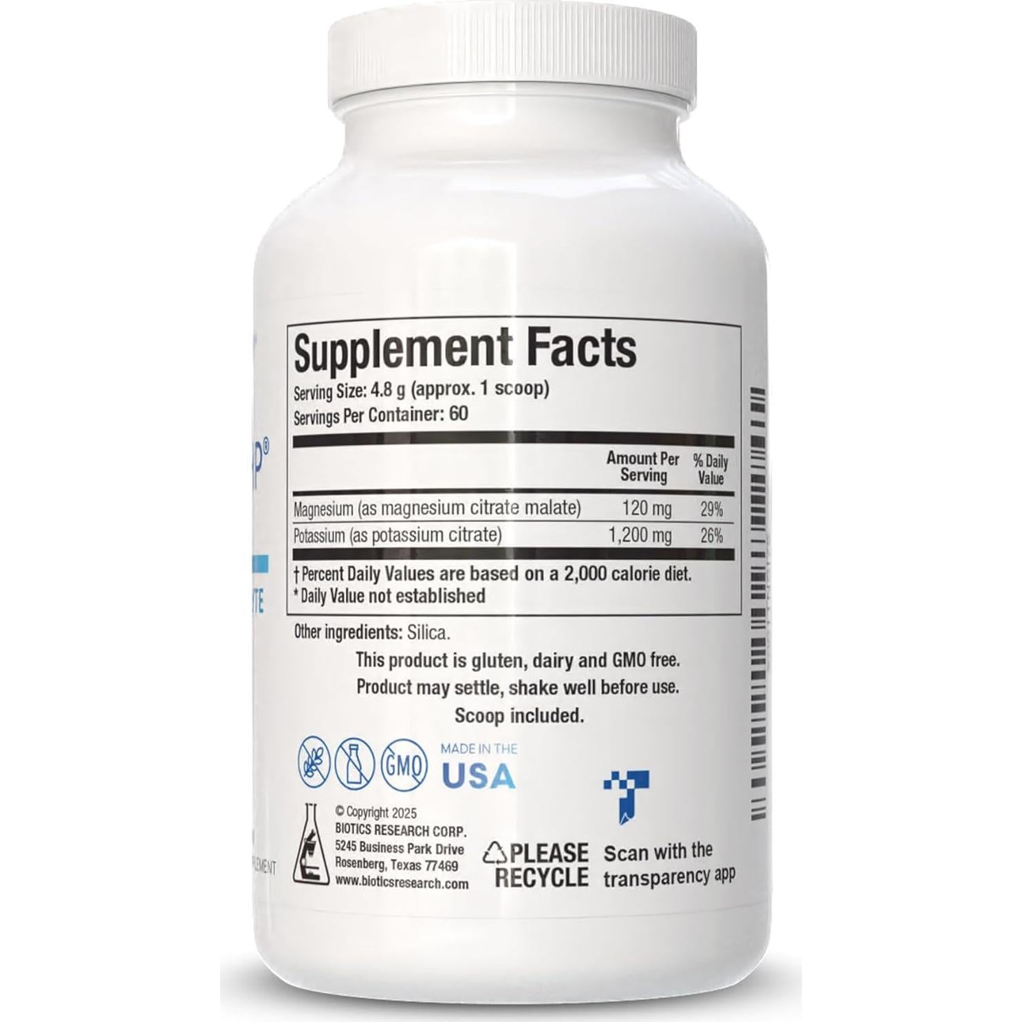 Potasio HP Biotics Research con Magnesio en Polvo 283.5g