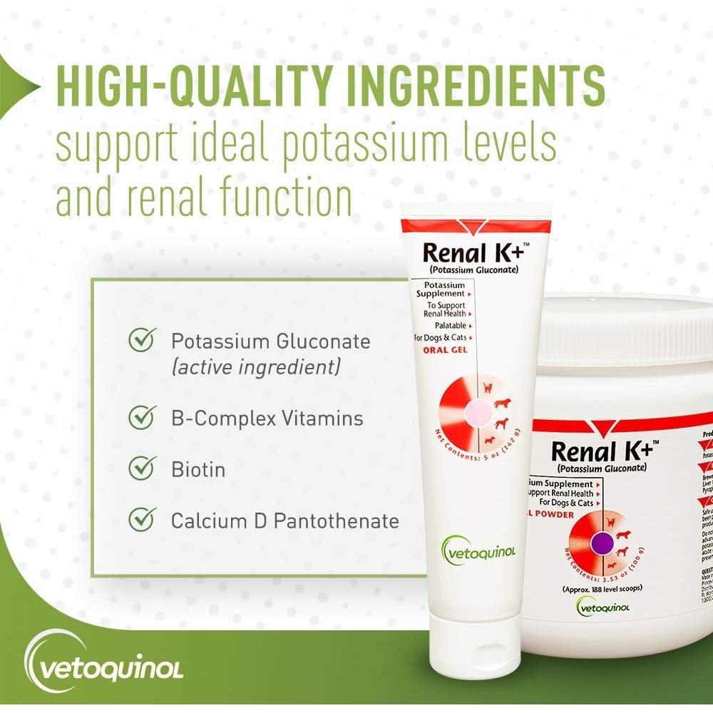 Suplemento de Potasio Vetoquinol Renal K+ Gel 142g para Mascotas