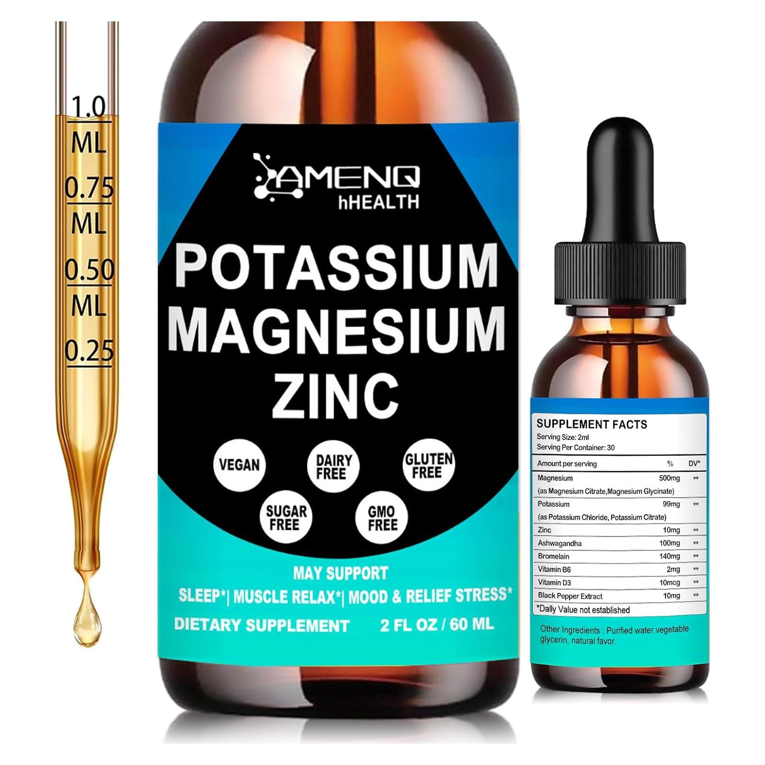 Suplemento Líquido de Potasio y Magnesio AMENQ 117g Vegano