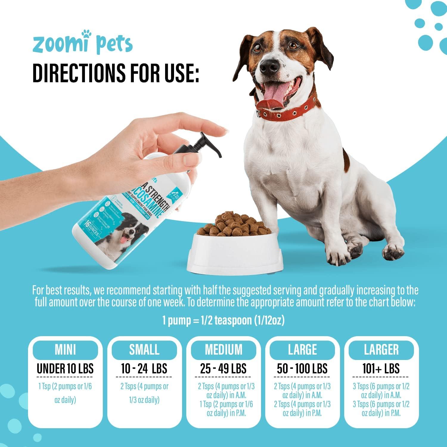 Glucosamina Líquida para Perros Zoomi Pets 473ml - Suplemento Articular