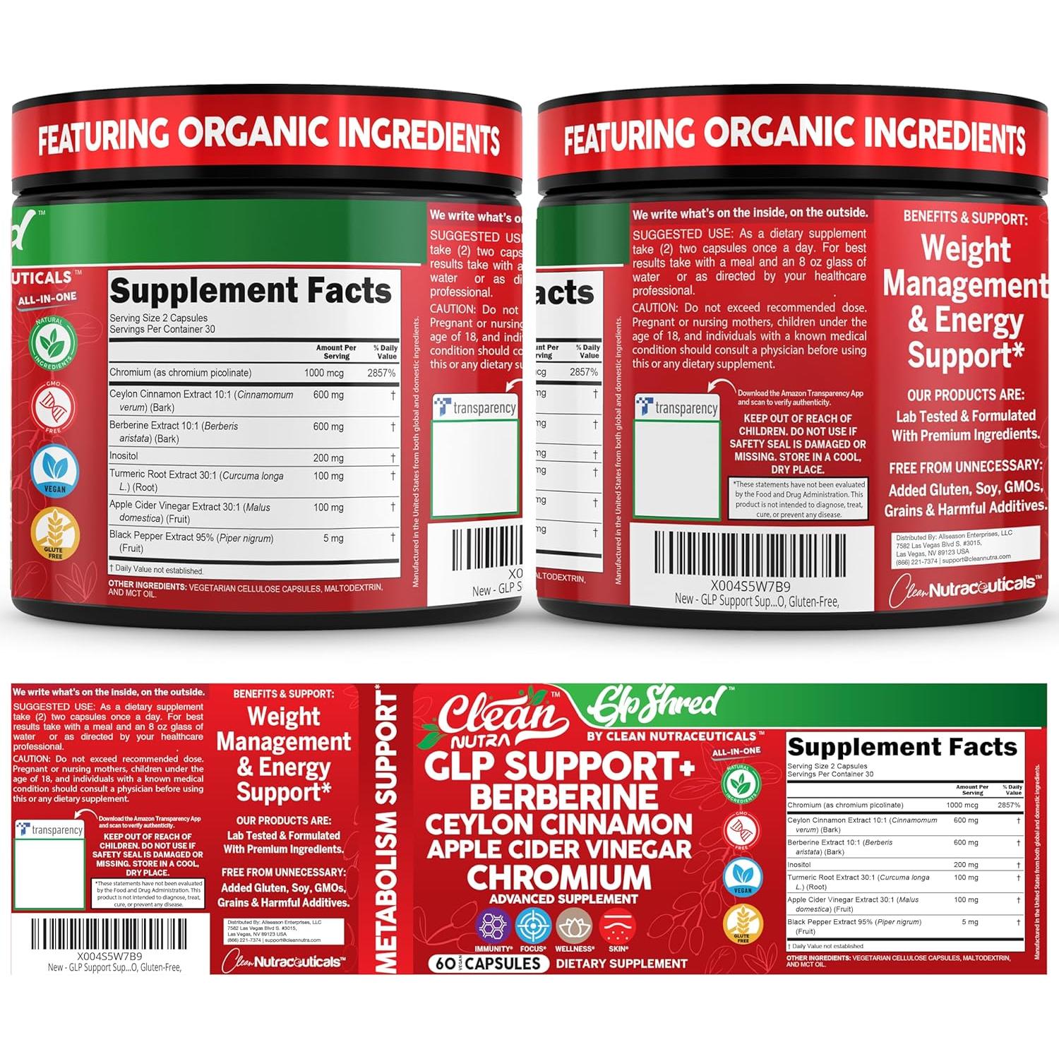 Suplemento Metabólico Clean Nutra Berberina 1500mg 60 Cápsulas