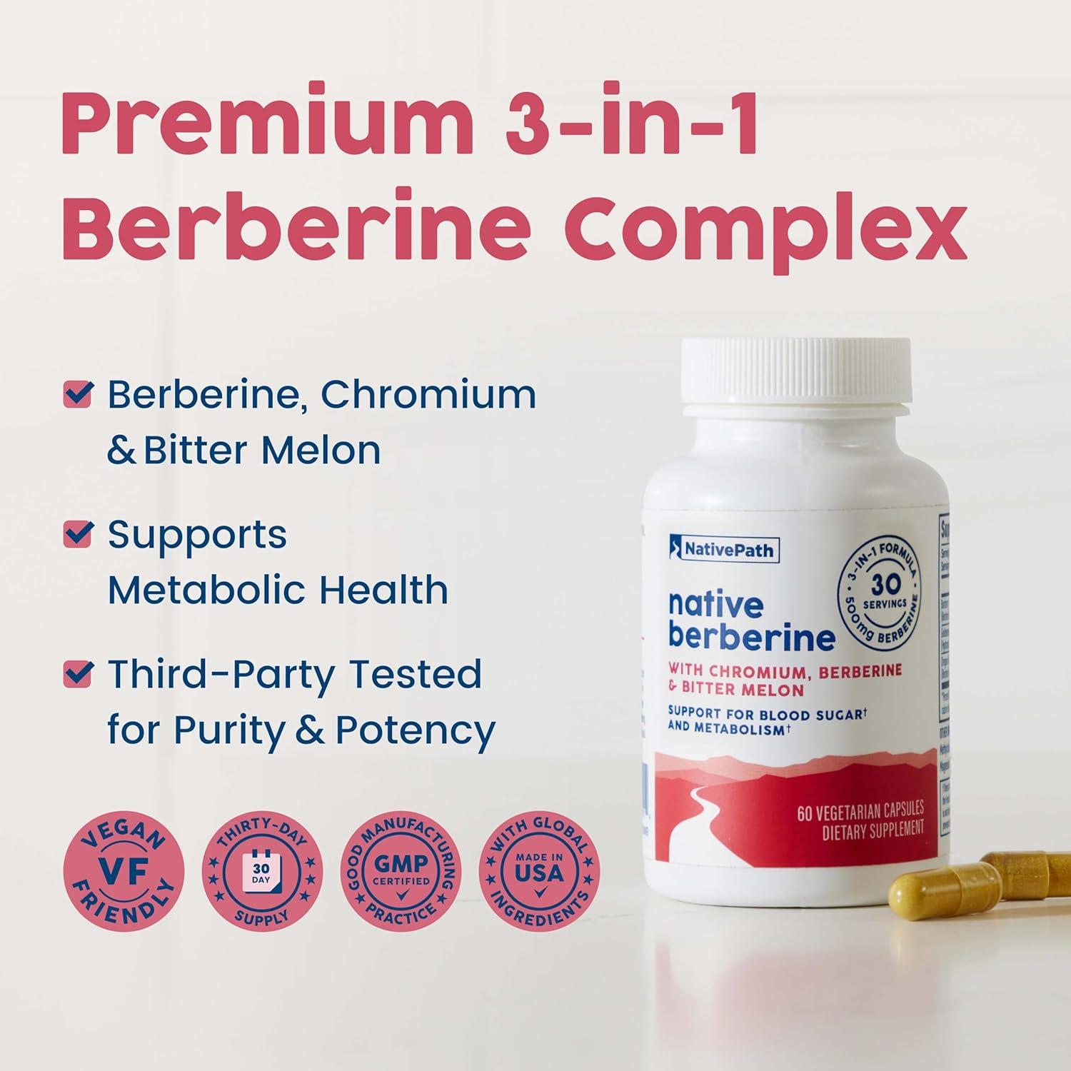 Complejo de Berberina HCl 3-en-1 NativePath 500mg 60 Cápsulas