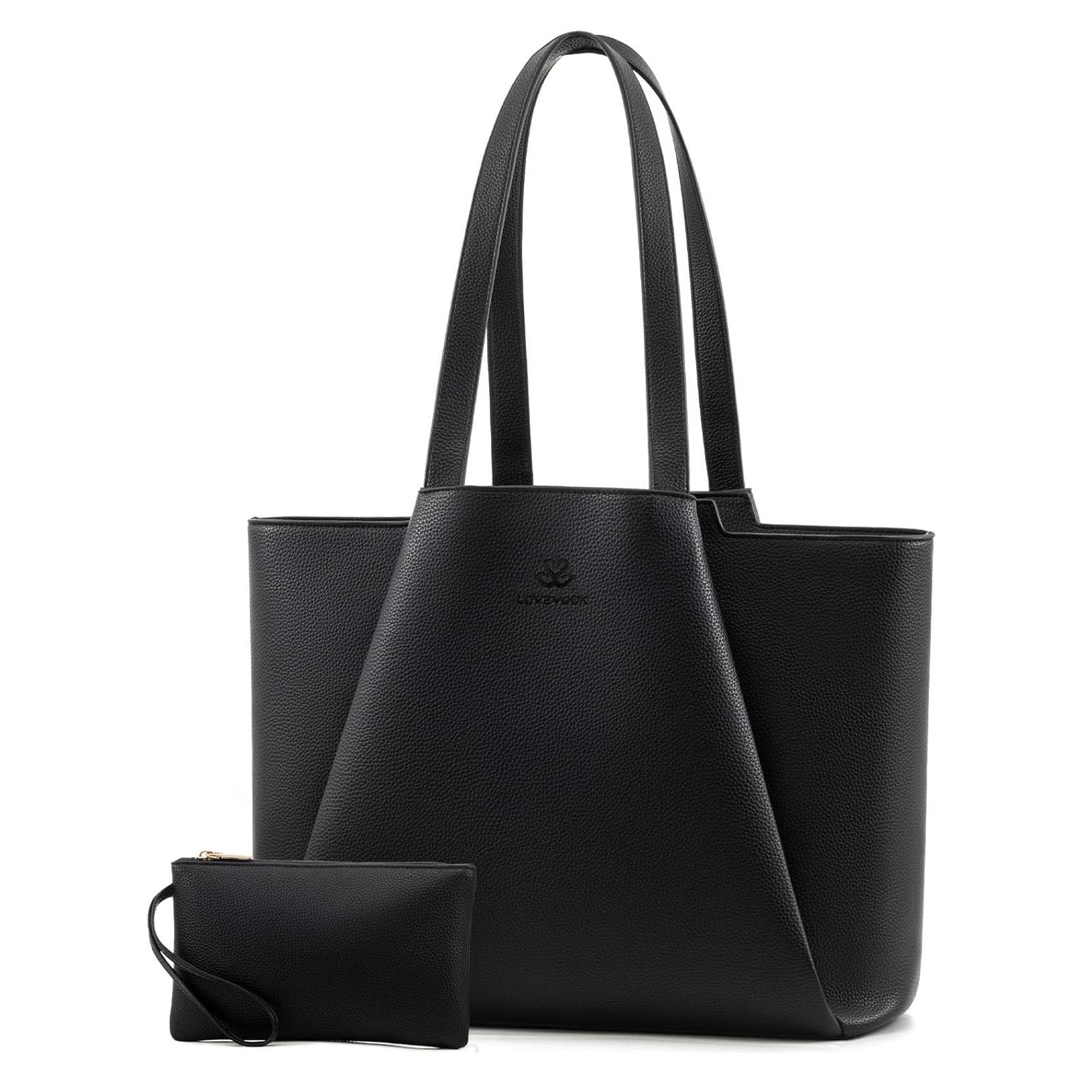 LOVEVOOK Tote para Laptop 15.6" Negro con Clutch