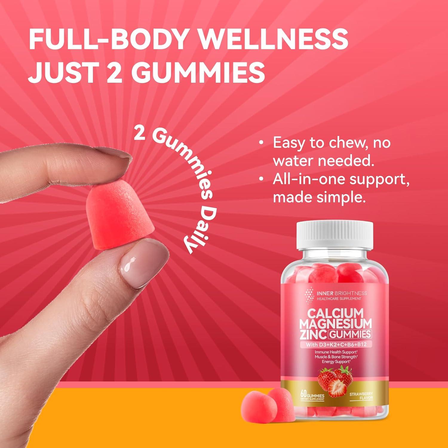 Gomitas de Calcio Magnesio Zinc Brillo Interno 11-en-1 300g