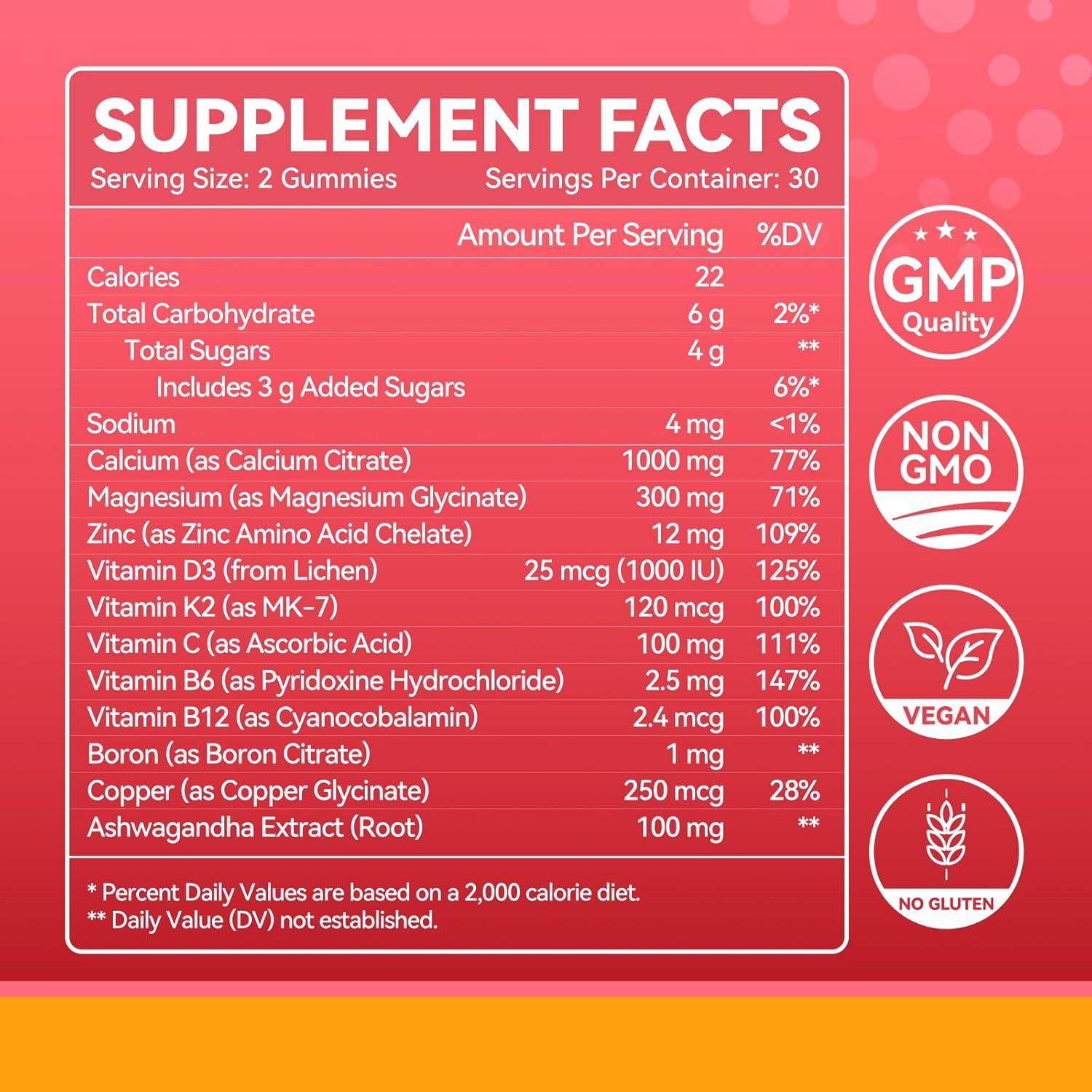 Gomitas de Calcio Magnesio Zinc Brillo Interno 11-en-1 300g