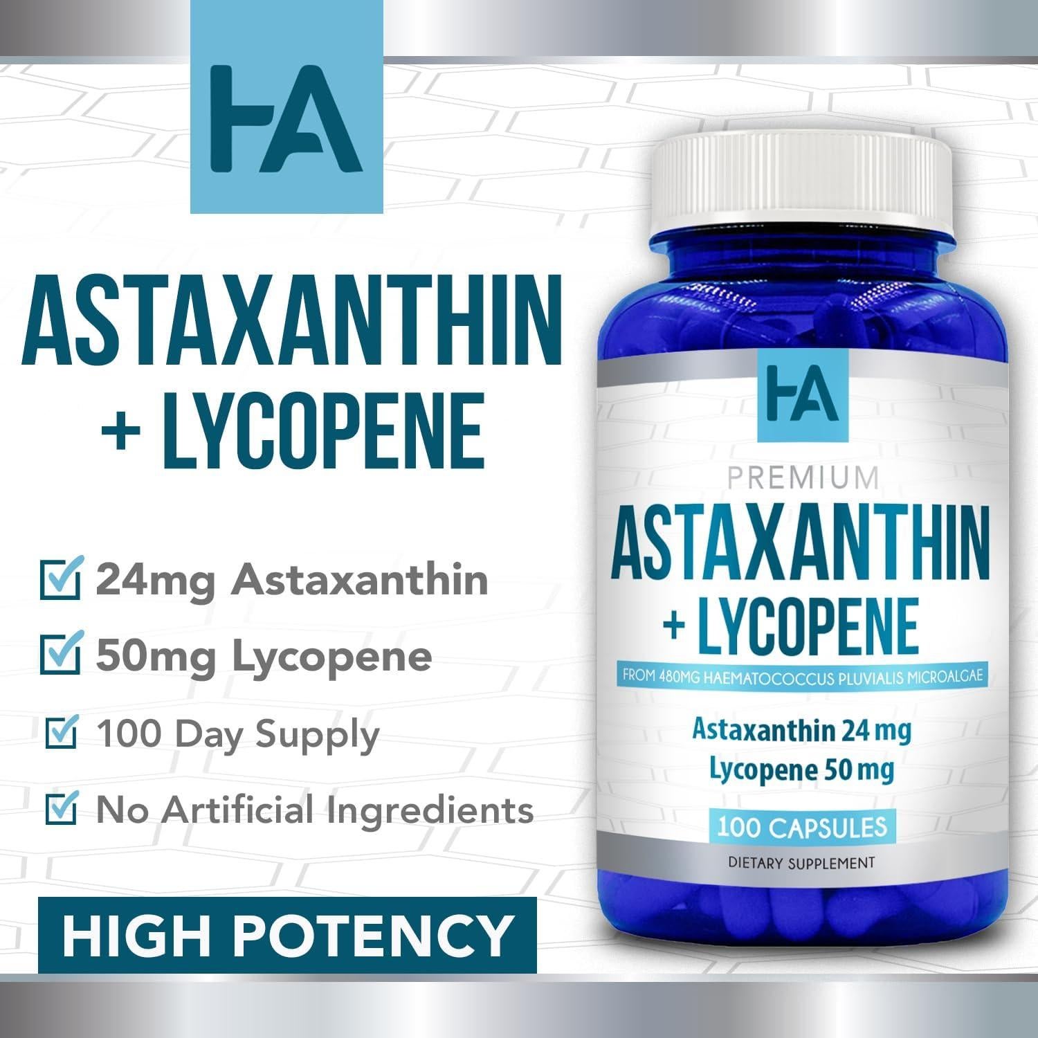 Suplemento Vegano de Astaxantina y Licopeno 50mg 100 Cápsulas