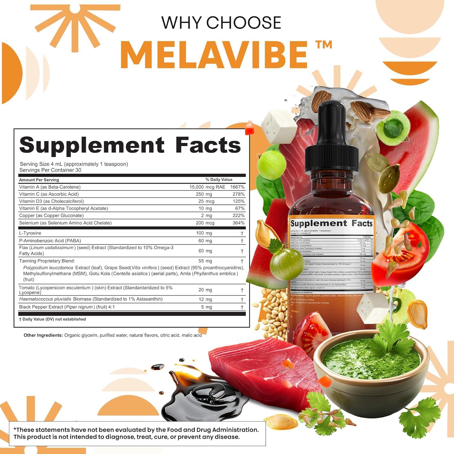 Gotas de Bronceado Interno MelaVibe con Astaxantina 30ml