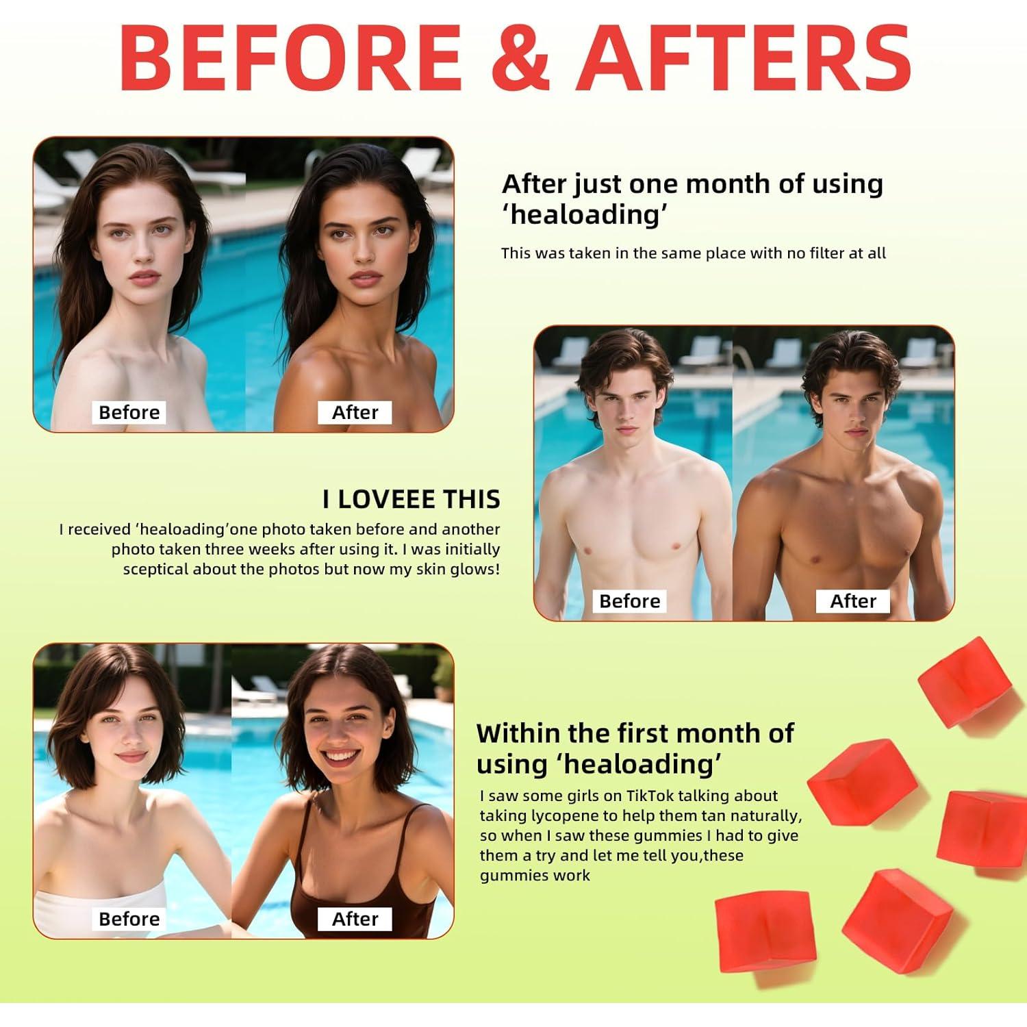 Gomitas Bronceadoras HEALOADING con Astaxantina y Vitaminas