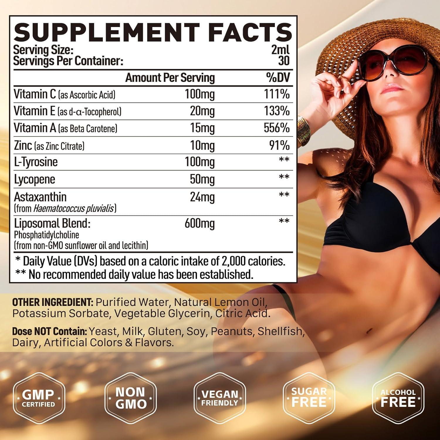 Gotas de bronceado Elysx 24mg astaxantina y licopeno 60ml